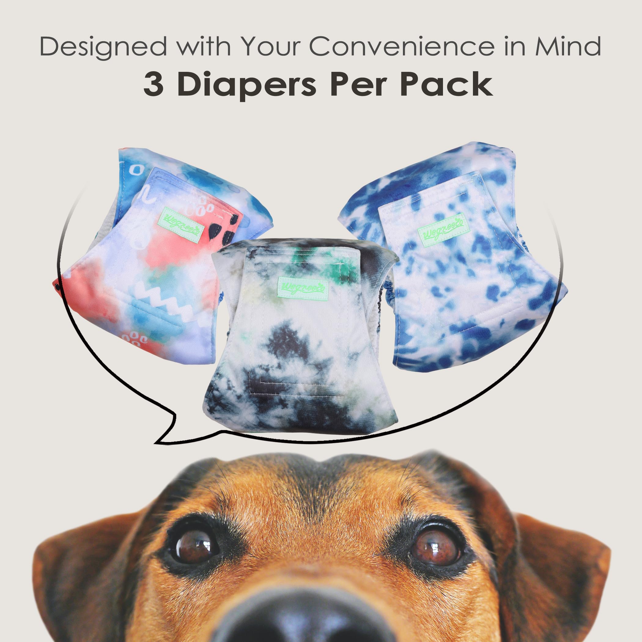 Wegreeco Washable Male Dog Belly Band (Stylish Pattern)- Pack Of 3 - Washable Male Dog Belly Wrap, Dog Diapers Male (Tie-Dye, Ink, Small)