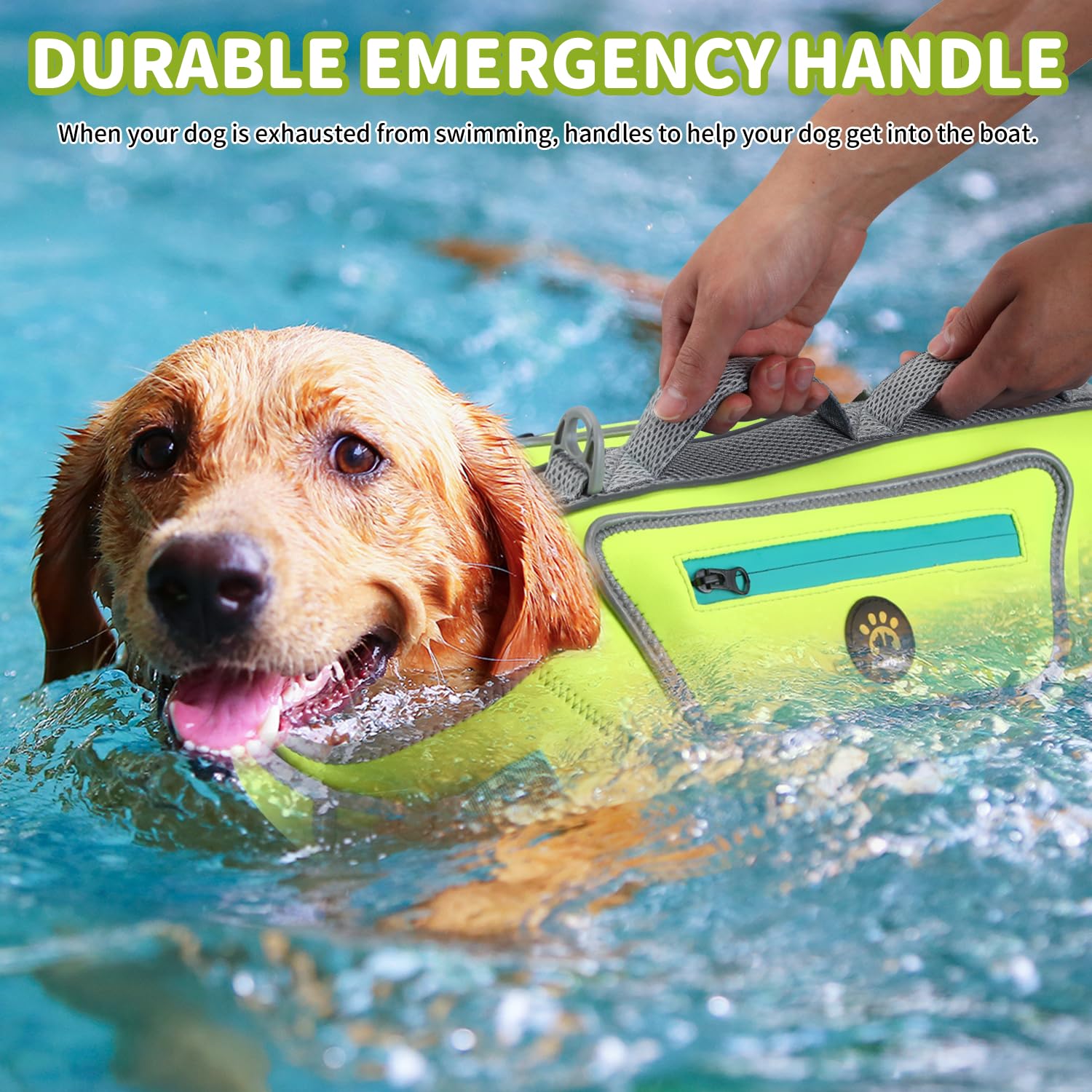 Sheripet Dog Life Jacket - High Visibility, Lightweight, Reflective, XL, Green