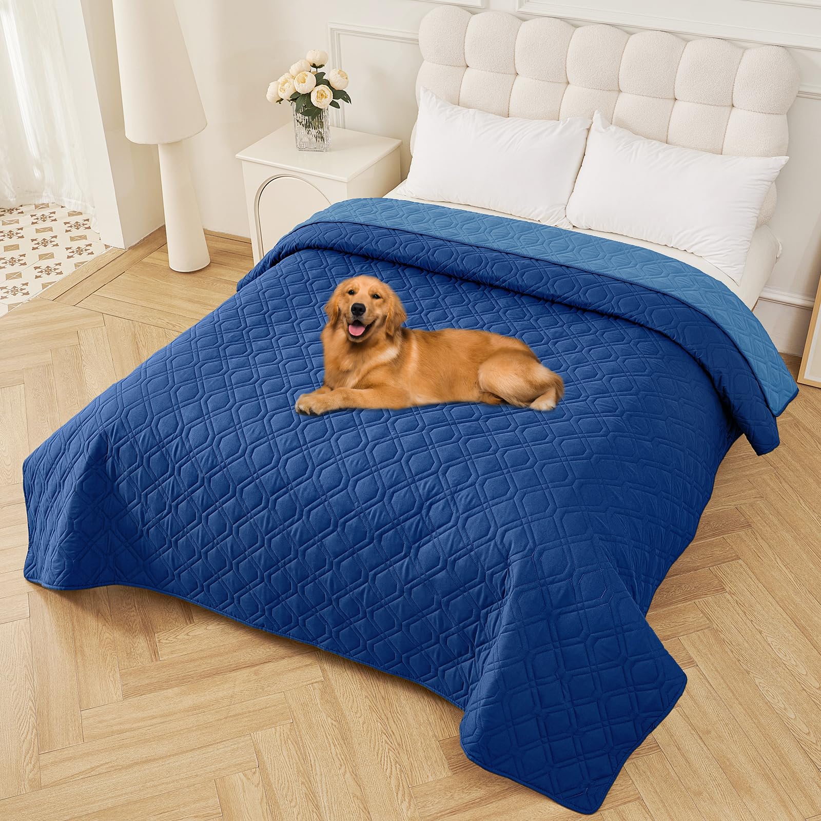 Smiry Waterproof Dog Blanket, 82X102 Inch Soft Pet Bed Cover Reversible, Washable Sofa Couch Furniture Protector For Small Mediu