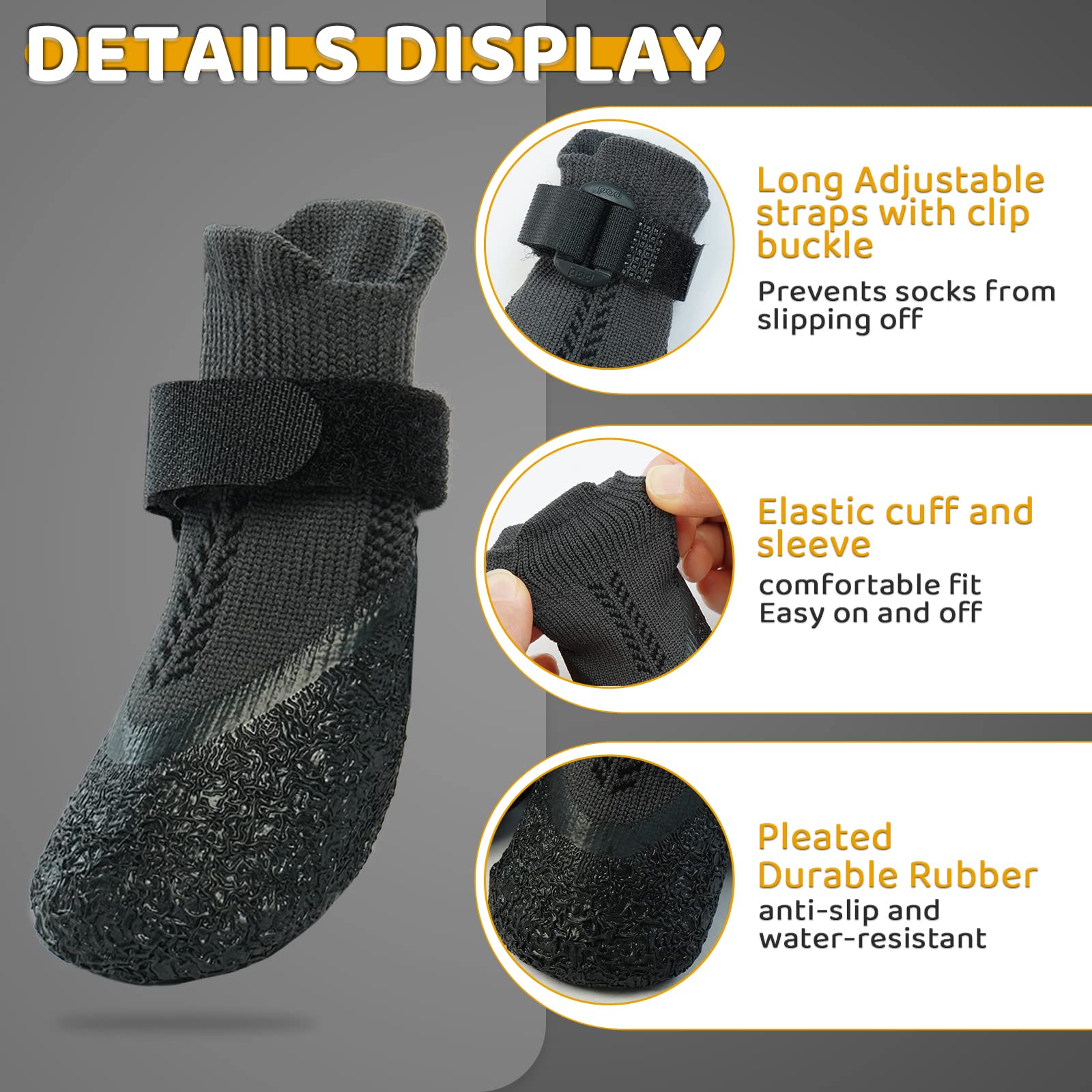 Large Dog Socks With Anti-Slip Rubber & Fix Straps - Non Slip Paw Protector For Indoor/Outdoor Use On Hardwood Floor & Hot Pavem