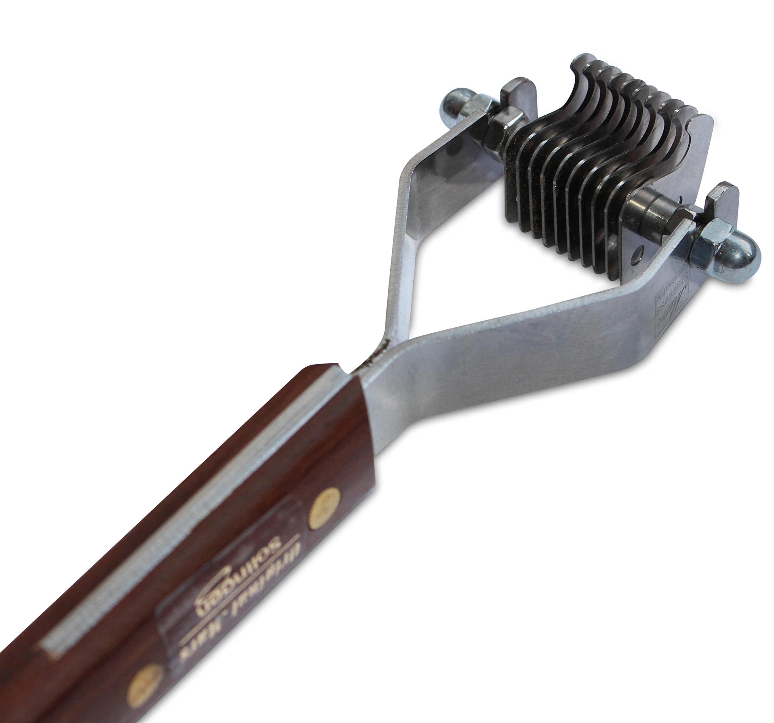 Mars Coat King Mini Dematting Rake Tool - 10-Blade Fine, Stainless Steel, Wooden Handle, Made in Germany