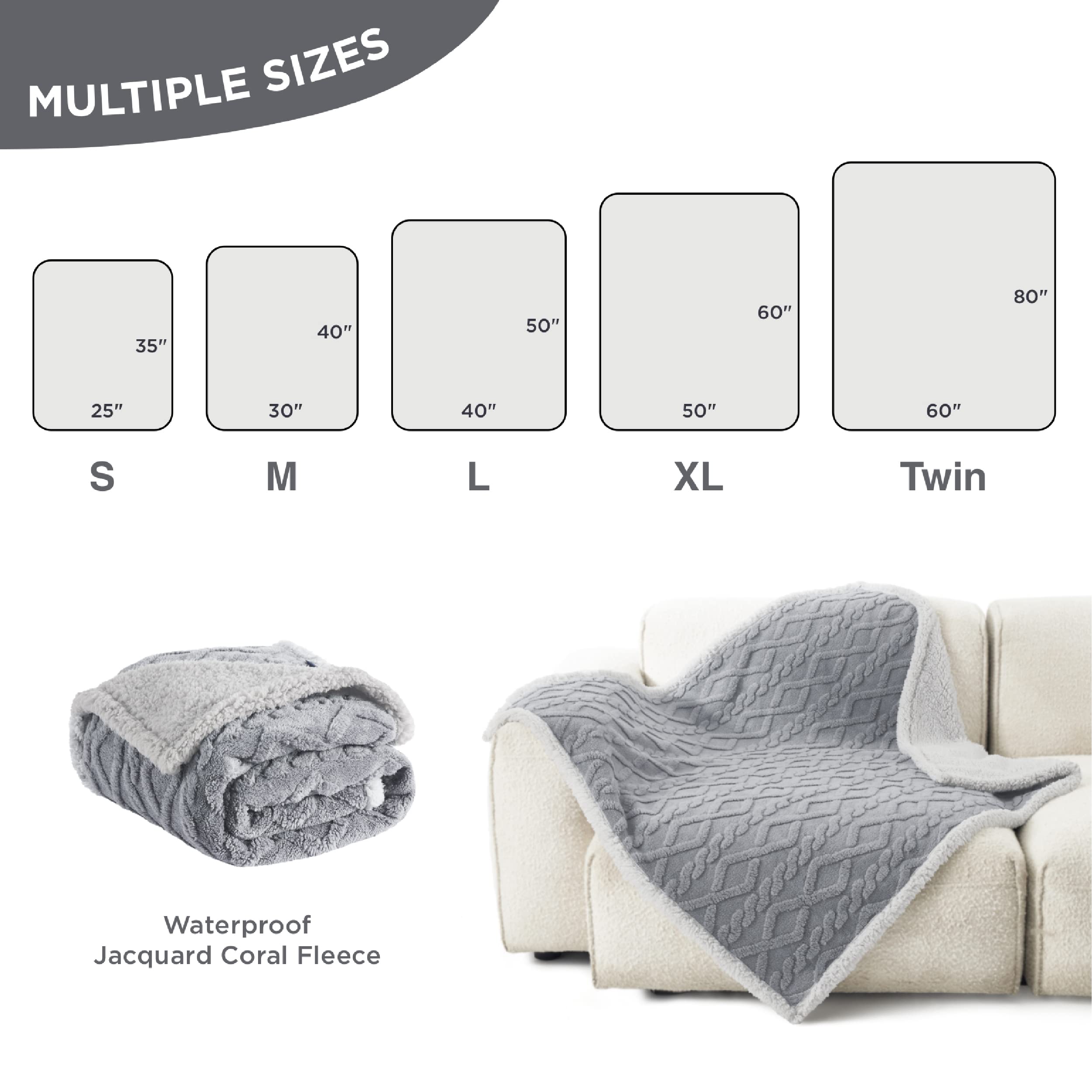 Bedsure Waterproof Dog Blankets For Large Dogs - Pet Blanket For Couch Protector Washable, Premium Jacquard Coral Fleece Cat Thr