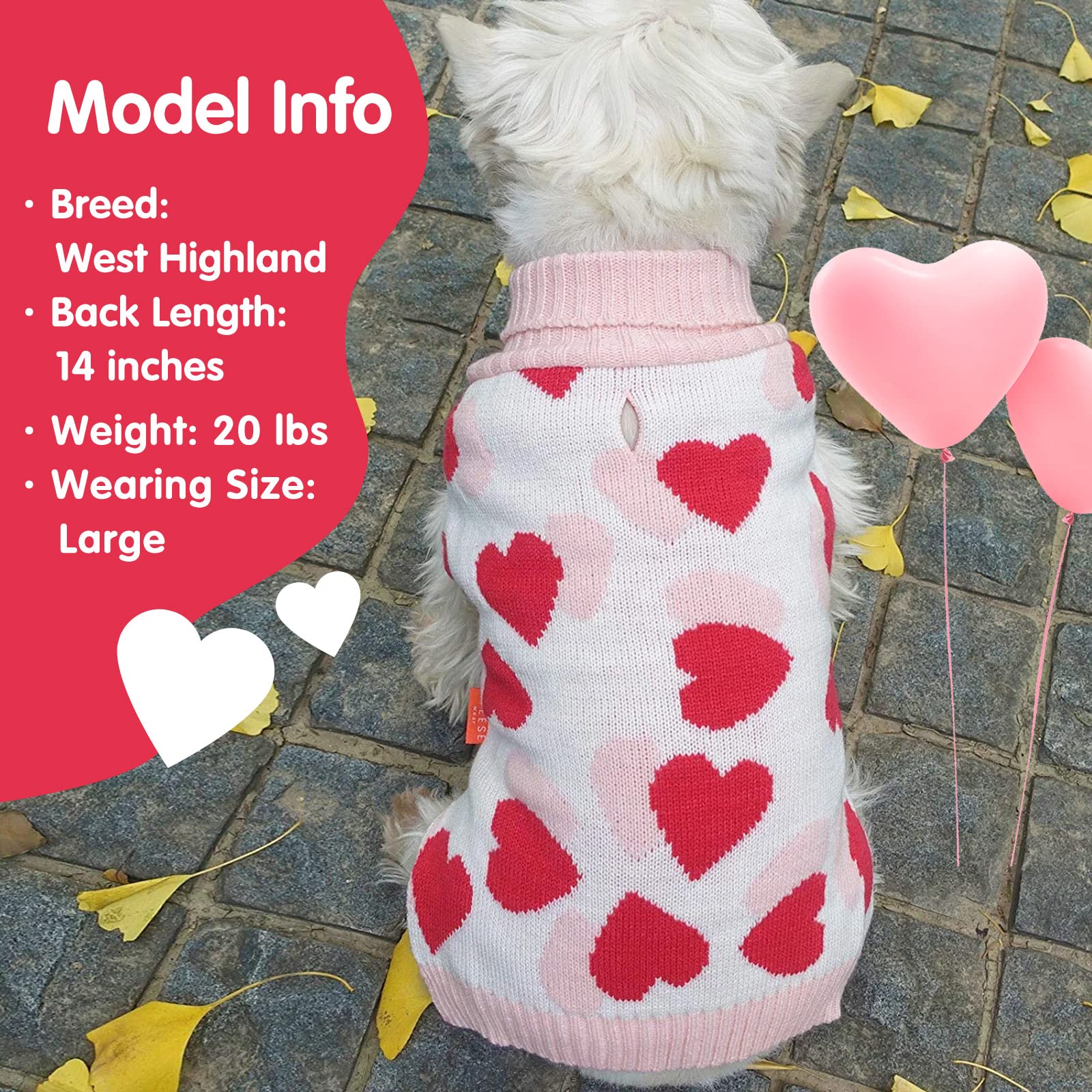 Kyeese Dog Sweater For Medium Dogs With Leash Hole Dog Sweaters Red Heartpet Sweater,Xxl