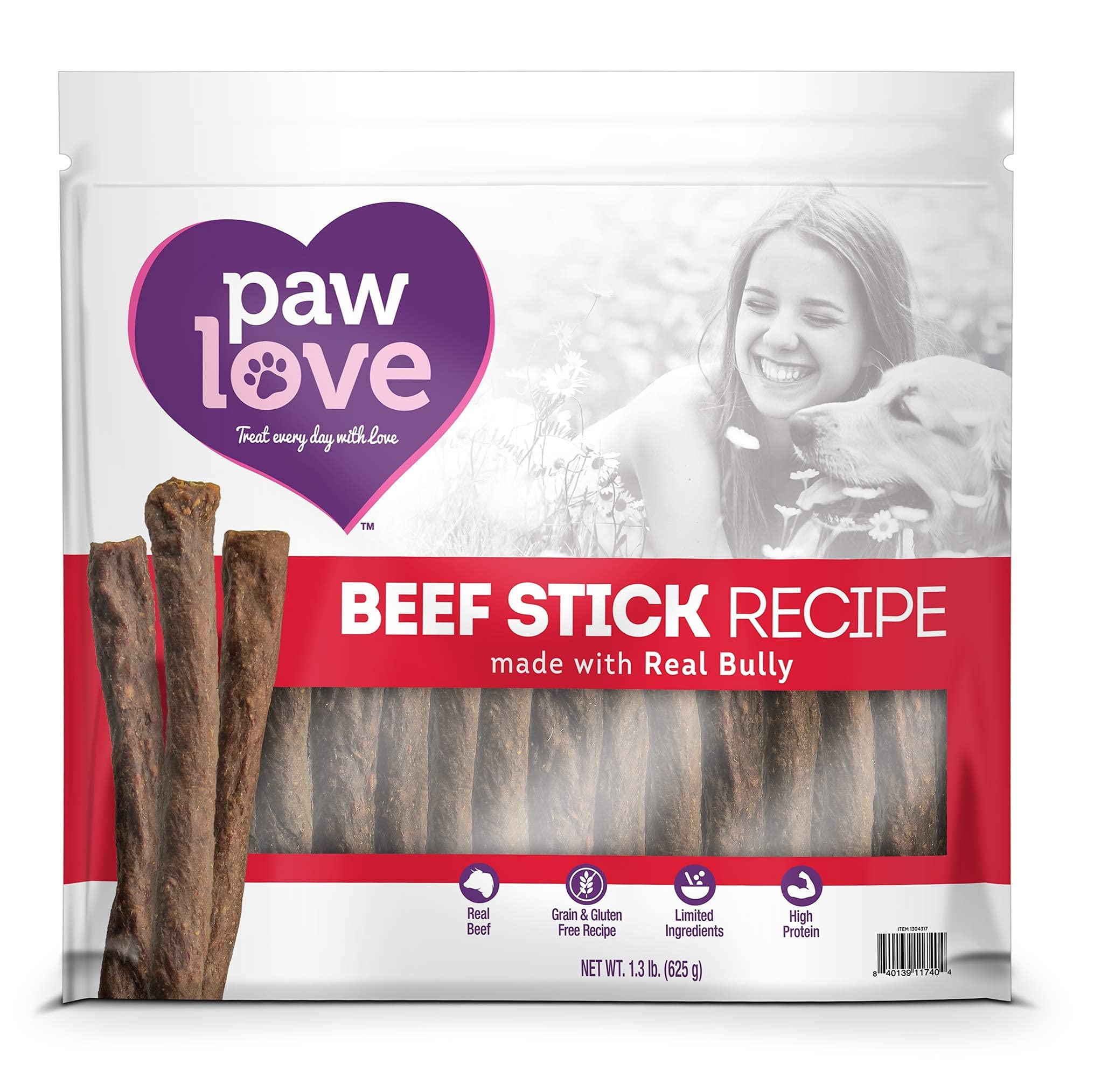PawLove Quick and Crunchy Gourmet Beef Sticks - Small 1.3 lb (Pack of 1) - Light, Airy, High-Protein, Grain-Free, Great for One