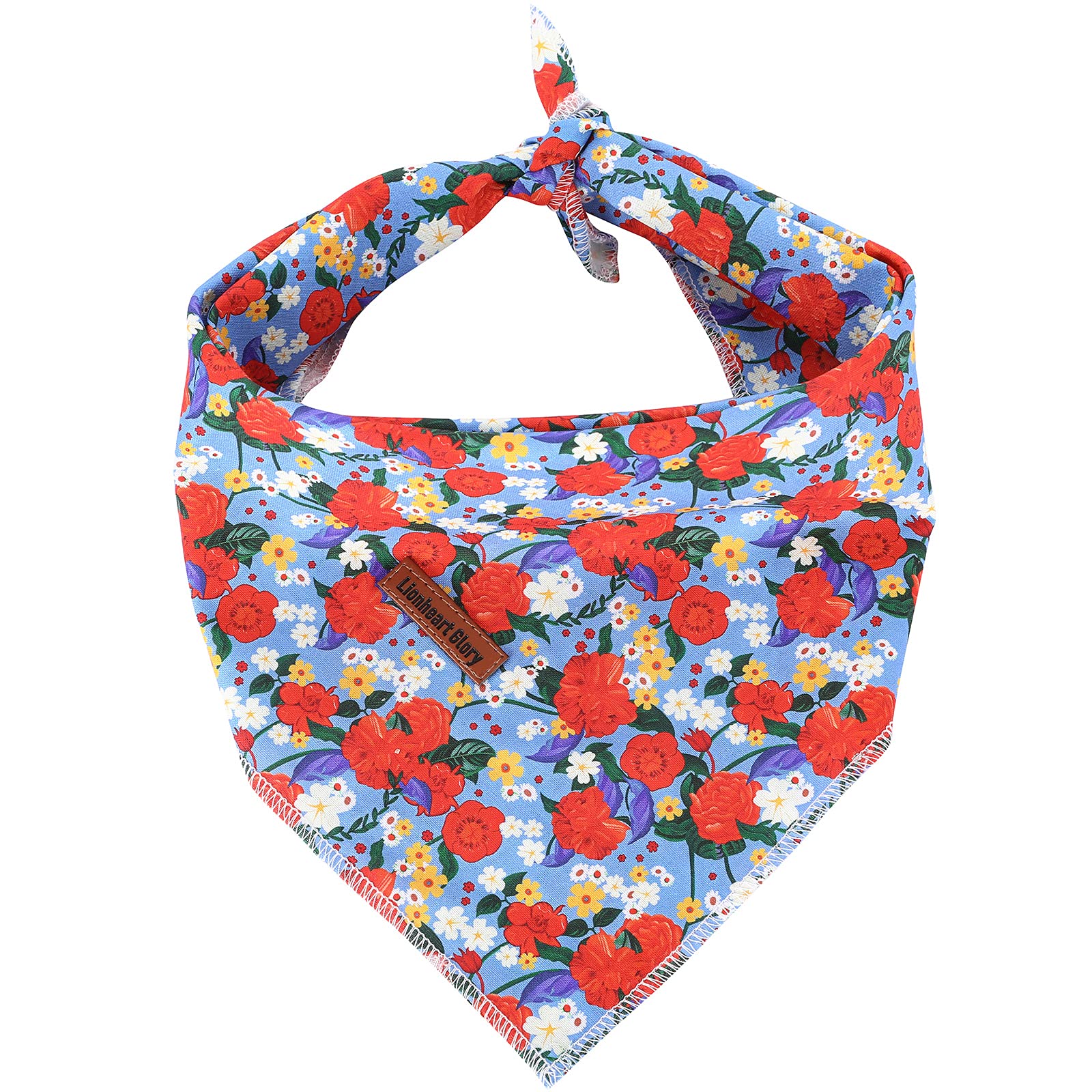 Lionheart Glory Dog Bandana 1 Pack Washable Soft Cotton Floral Print Bibs Scarf, Adjustable Kerchief Square Dog Bandanas For Lar