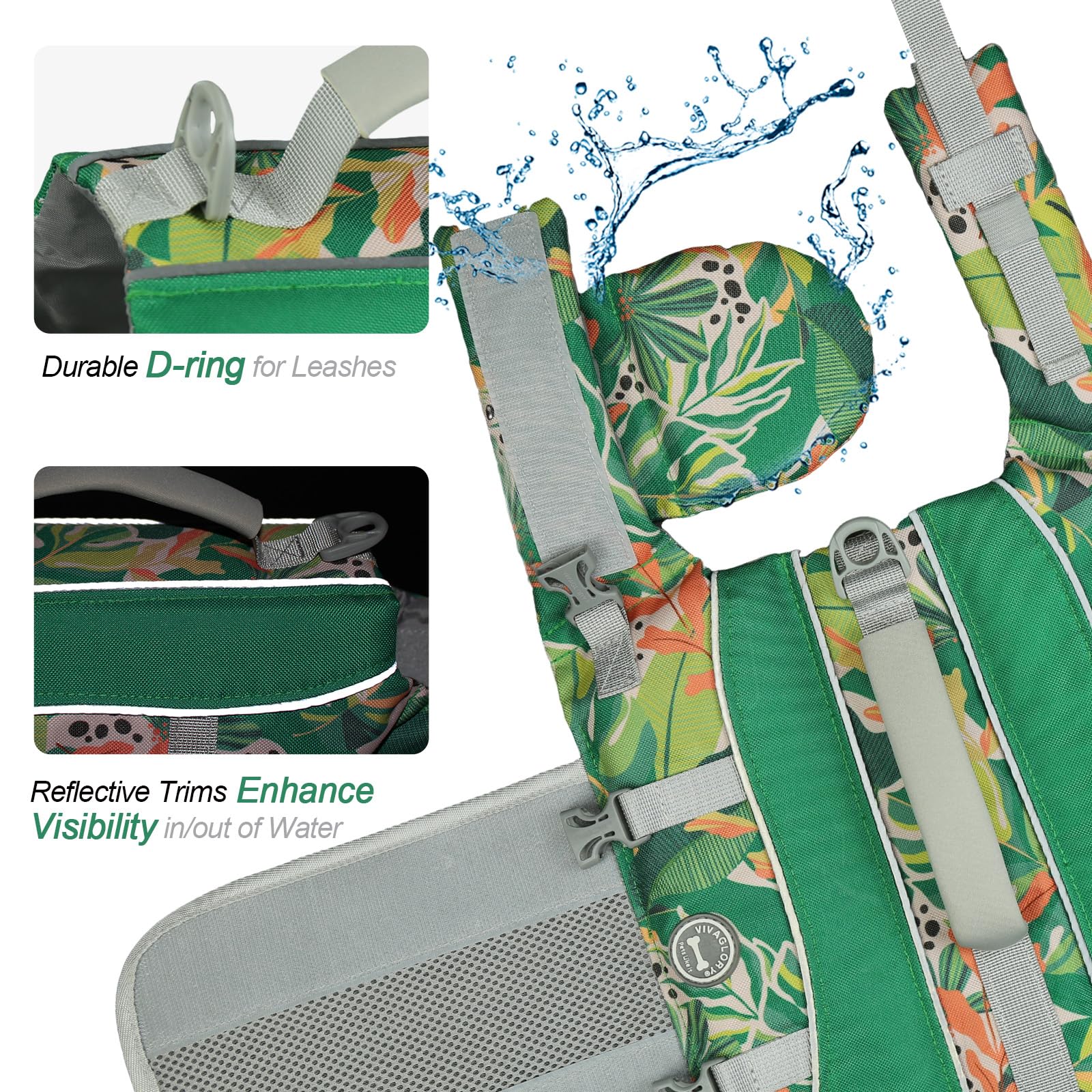 Vivaglory Dog Life Jacket With Removable Front Float, Life Vest With Reflective Trims & Extra Padding For Swimming & Boating, Fl
