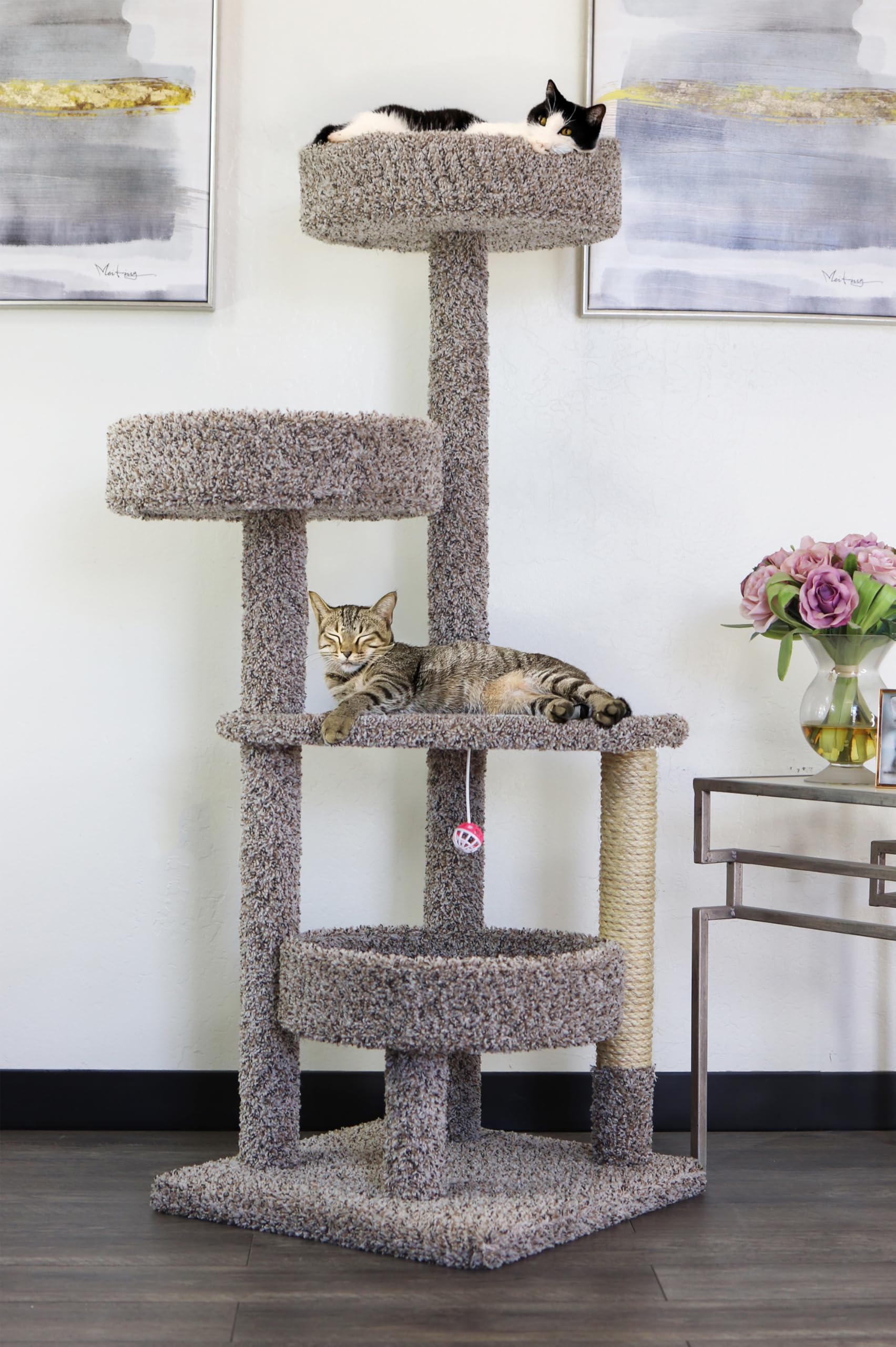 New Cat Condos Solid Wood Sturdy Cat Tower with Beds