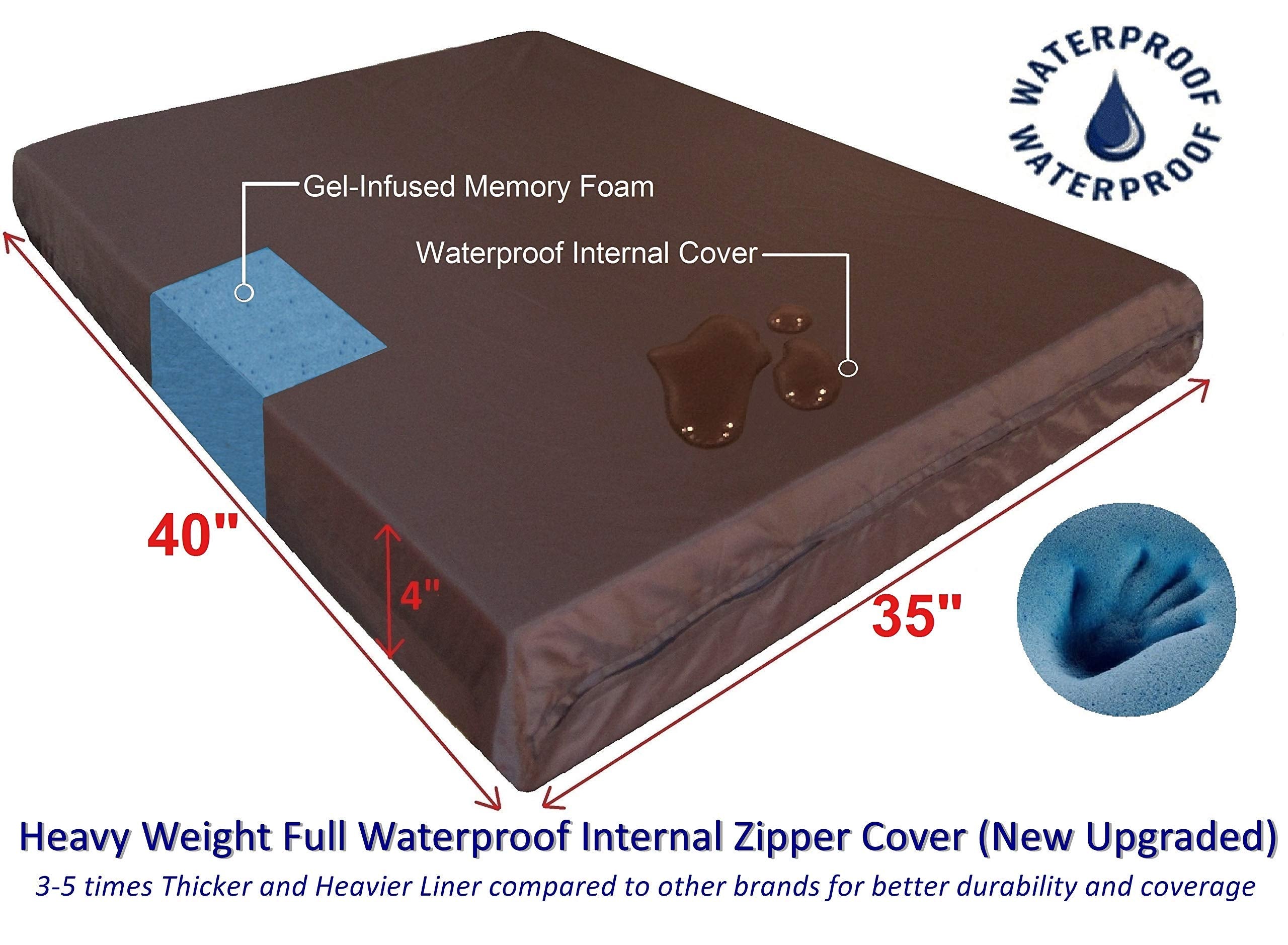 Dogbed4Less Extra Large Orthopedic Gel Memory Foam Dog Bed, Waterproof Liner, Durable Denim Cover And Extra Pet Bed Cover, 40X35X4 Inches