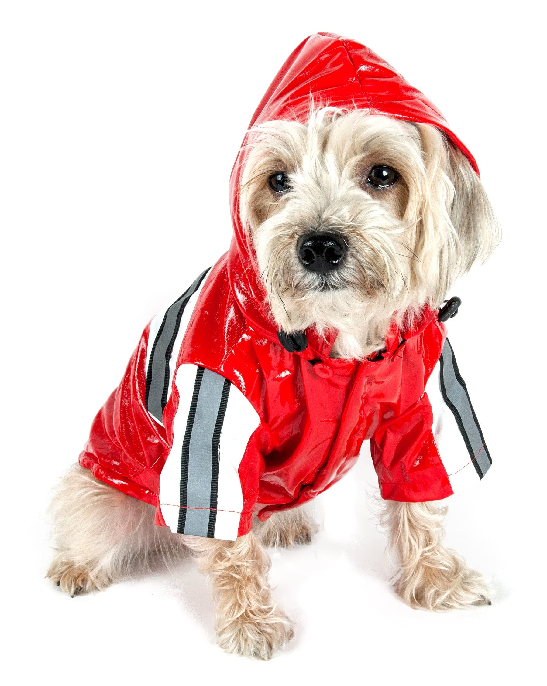 Pet Life        Reflecta-Glow Pvc Dog Raincoat - Reflective And Waterproof Dog Coat With Reversible Polar Fleece - Adjustable Pe