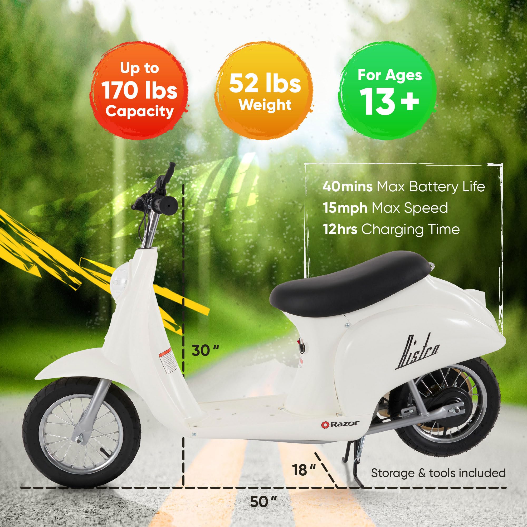 Razor Pocket Mod Miniature Euro 24V Electric Kids Ride On Retro Scooter, Speeds Up To 15 Mph With 10 Mile Range, Ages 13 And Up,