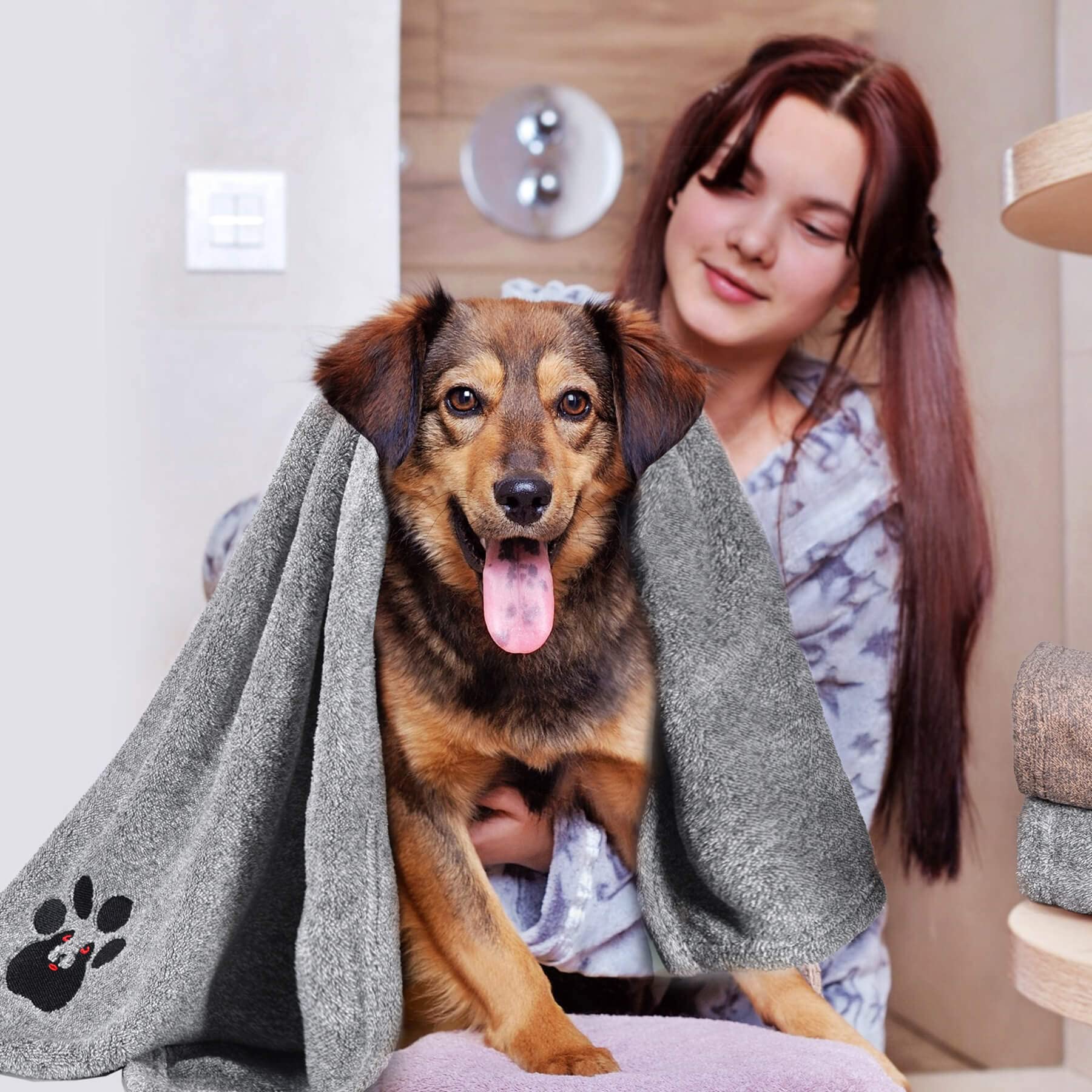 Dogvingpk Dog Towels For Drying Dogs Super Absorbent Soft Microfiber Pet Bath Grooming Towel For Dogs And Cats & Mobile Groomers