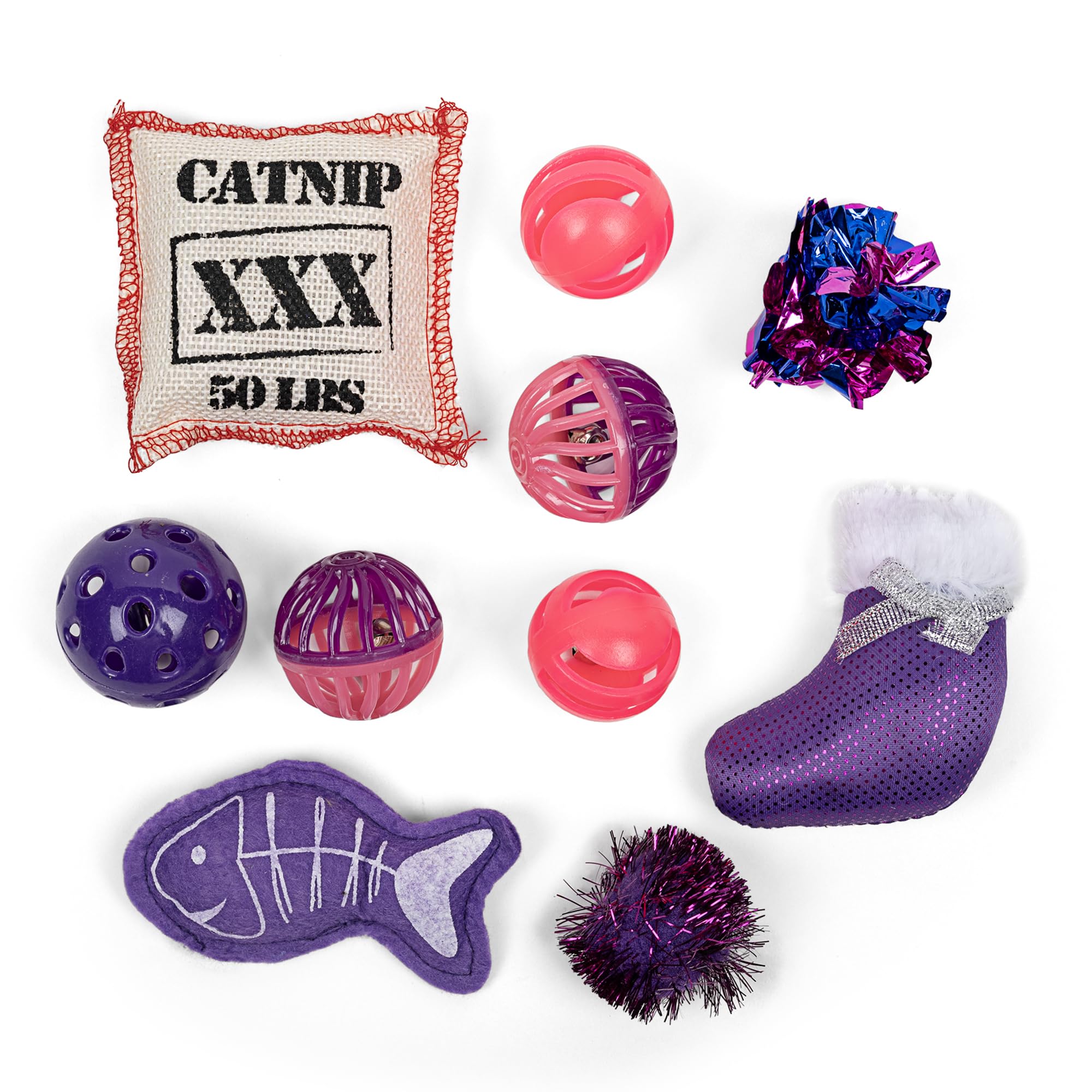 Heads Up For Tails Huft Meow Mix Play Pack Assorted (With Catnip Inside) Cat Toys  Pack Of 10