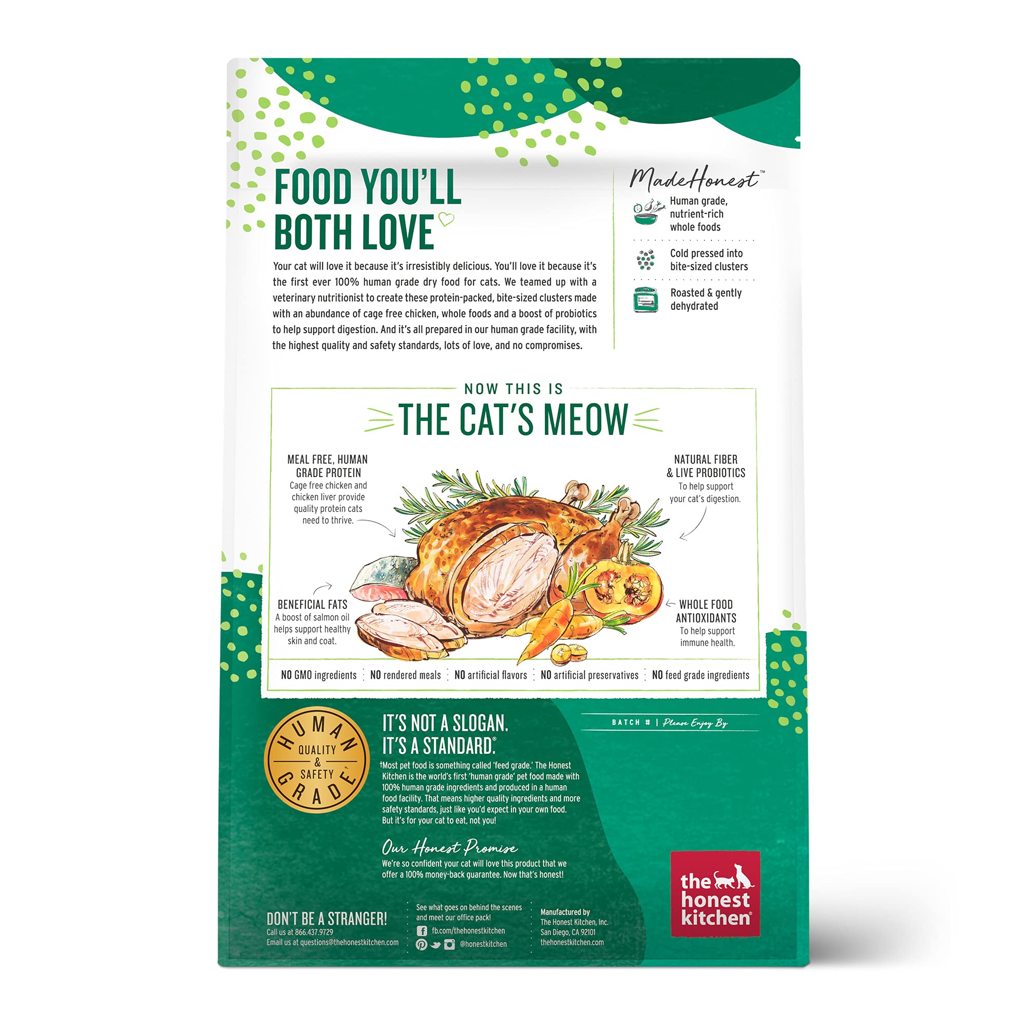 The Honest Kitchen Whole Food Clusters Grain Free Chicken Dry Cat Food, 4 lb Bag