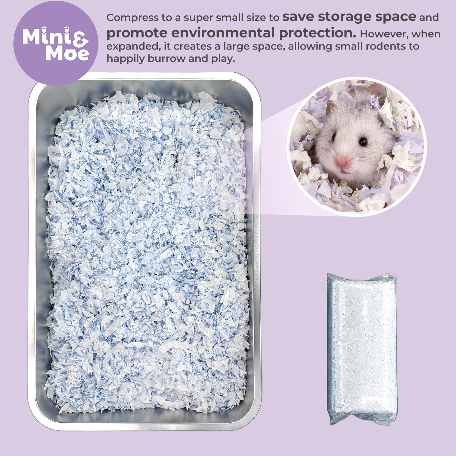 mini&moe Hamster Bedding 25L - Dust-Free, Odor Control Natural Paper for Small Pets - Guinea Pigs, Hamsters, Rabbits - WindowVine