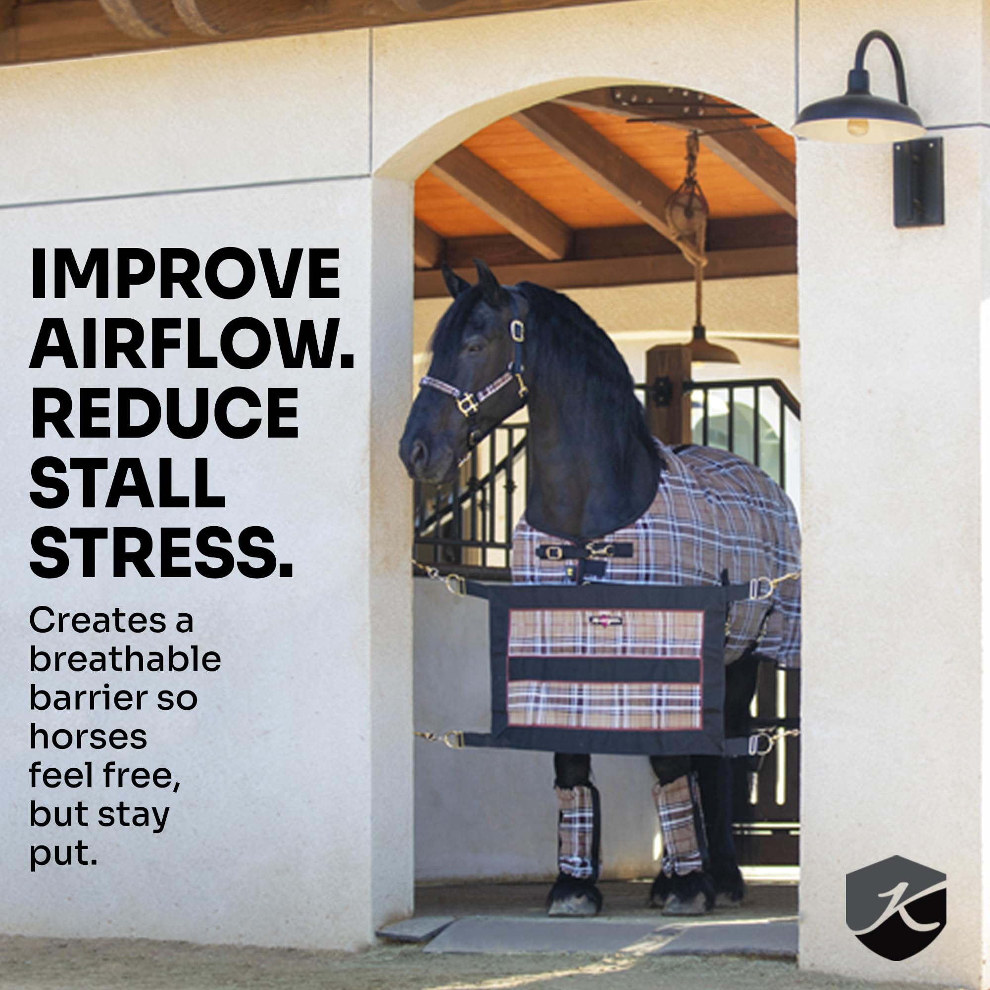 Kensington Stall Guard for Pony Horse Draft - Designed to Keep Horse Securely in Stall in Style - Adjustable Straps and Hardware