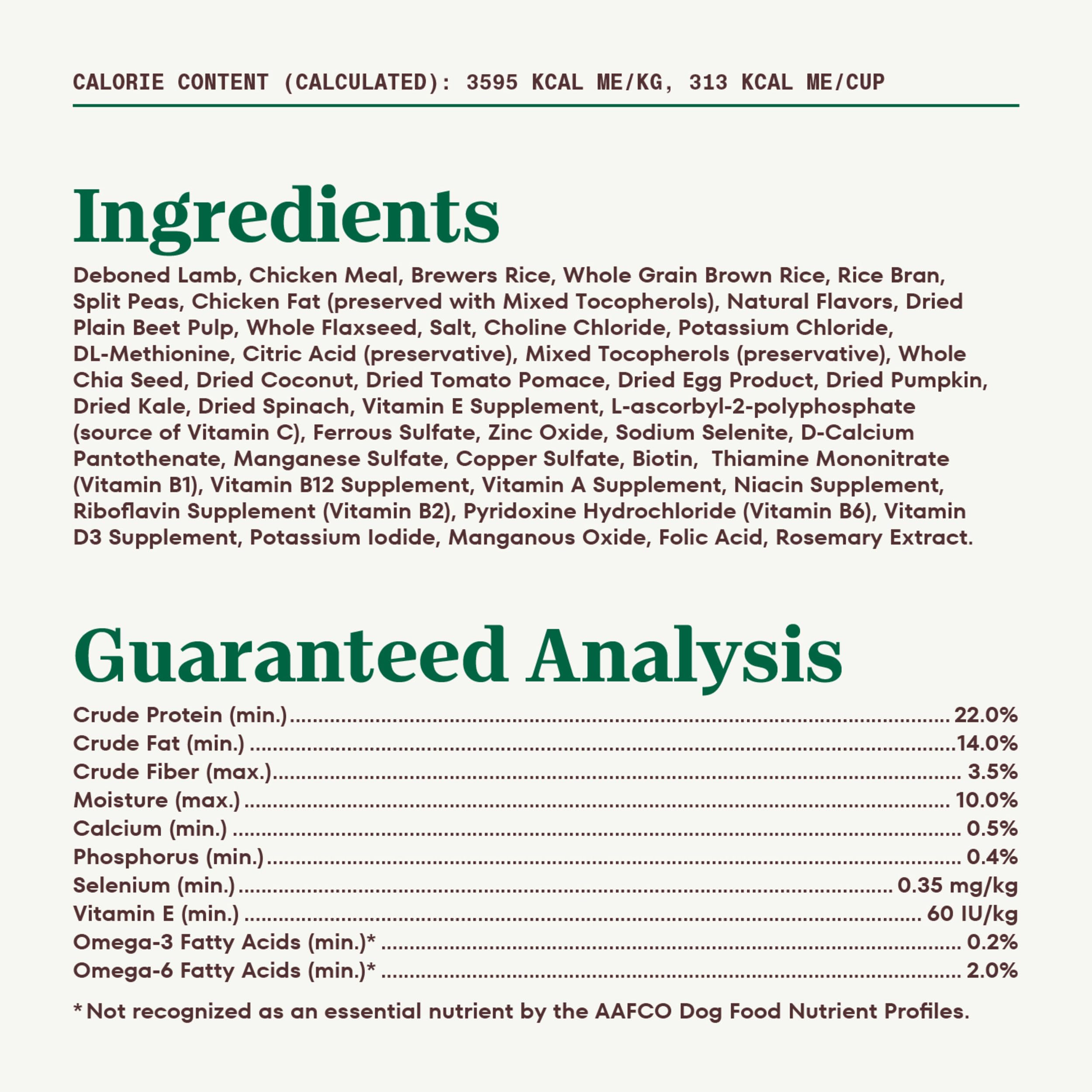 Nutro Core Dry Dog Natural Choice Adult Dry Dog Food, Lamb & Brown Rice Recipe Dog Kibble, 12 lb. Bag