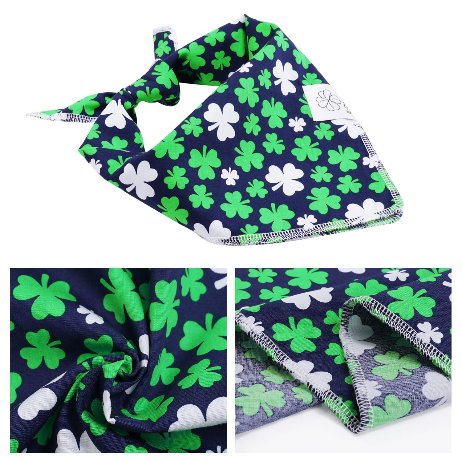 E-Clover Spring Day Dog Bandana & Matching Scrunchie Set Shamrock Lucky Dog Bandanas Scarf With Bow Hair Ties For Small Puppy Do