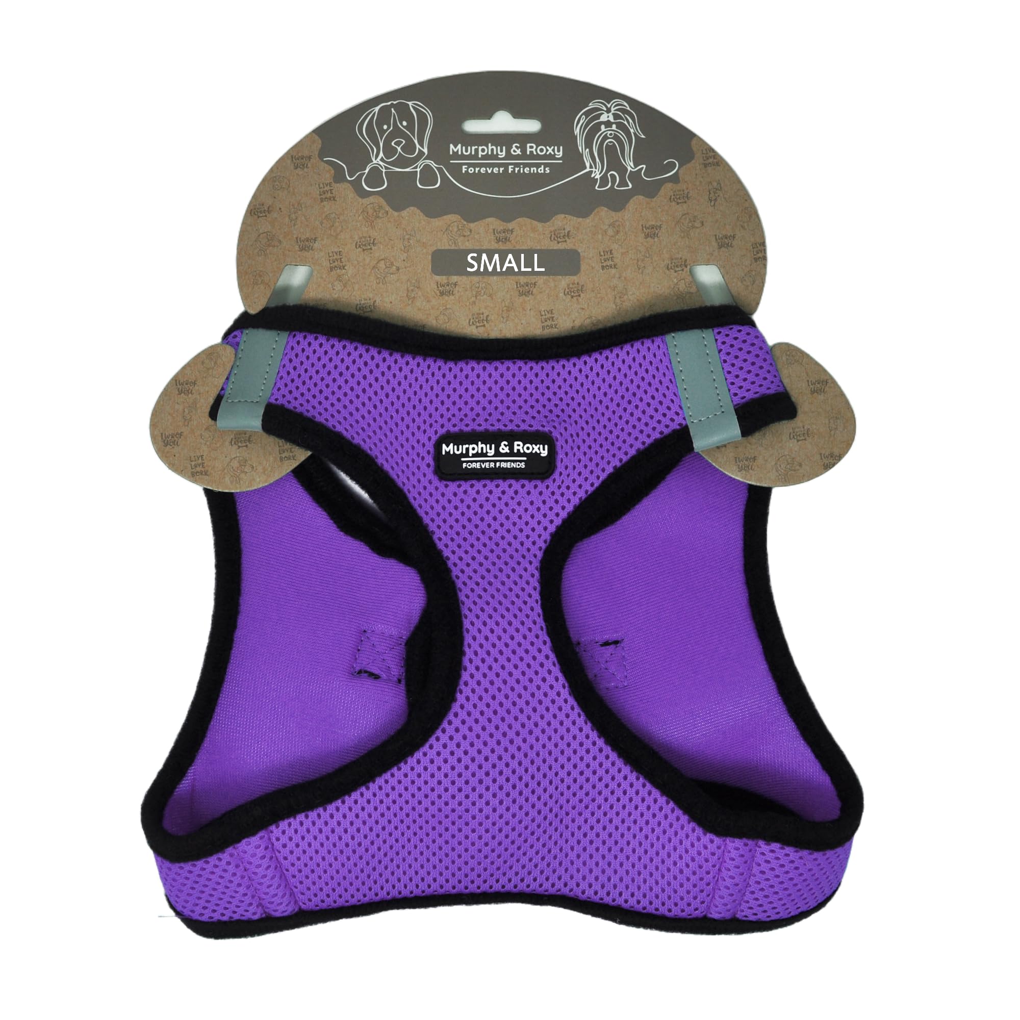 Murphy & Roxy Mesh Harness (Purple, S) - Lightweight, Reflective Strips
