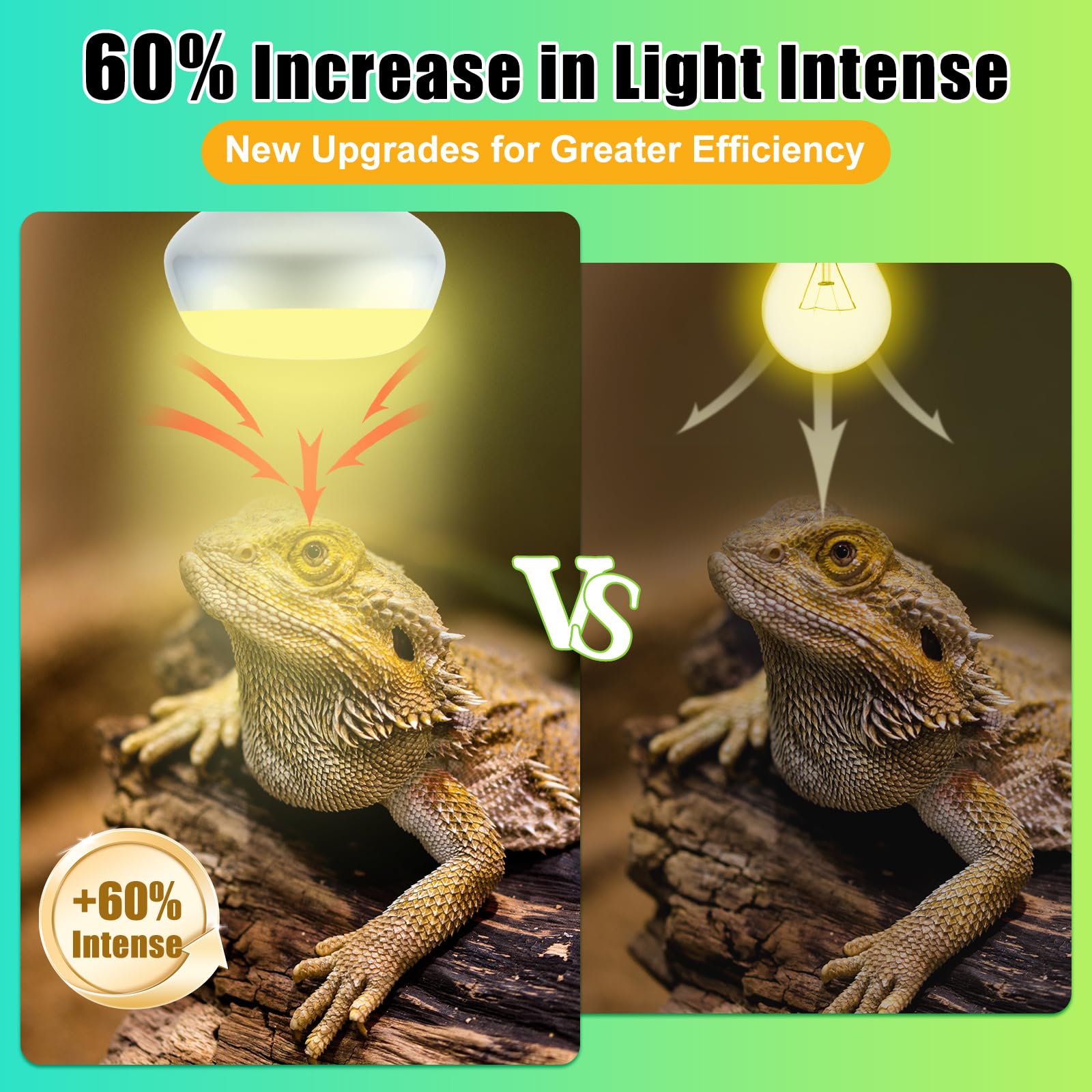 REPTI HOME Intense Reptile Heat Lamp Bulbs - 100W 4 Pack, Reptiles & Amphibians UVA Basking Spot Lamp Bulb,Simulate Natural Sunl