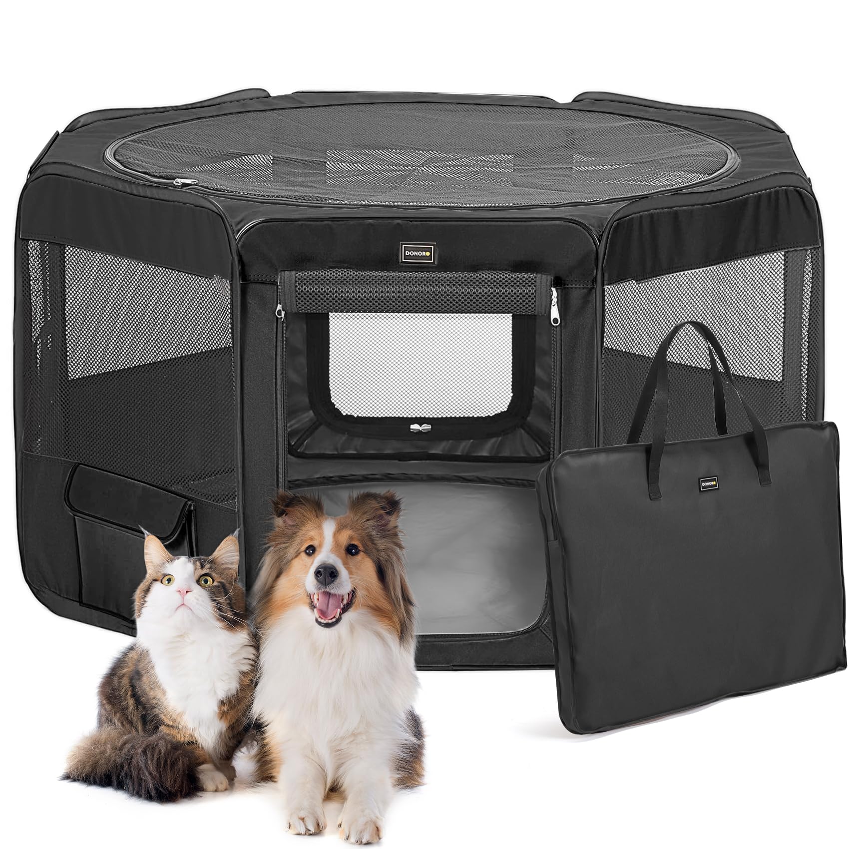 Donoro Dog Playpen Portable Pet Play Pens For Small Dog/Cat/Rabbit/Chicks, Cat Playpen Indoor/Outdoor With Carring Case, Removab