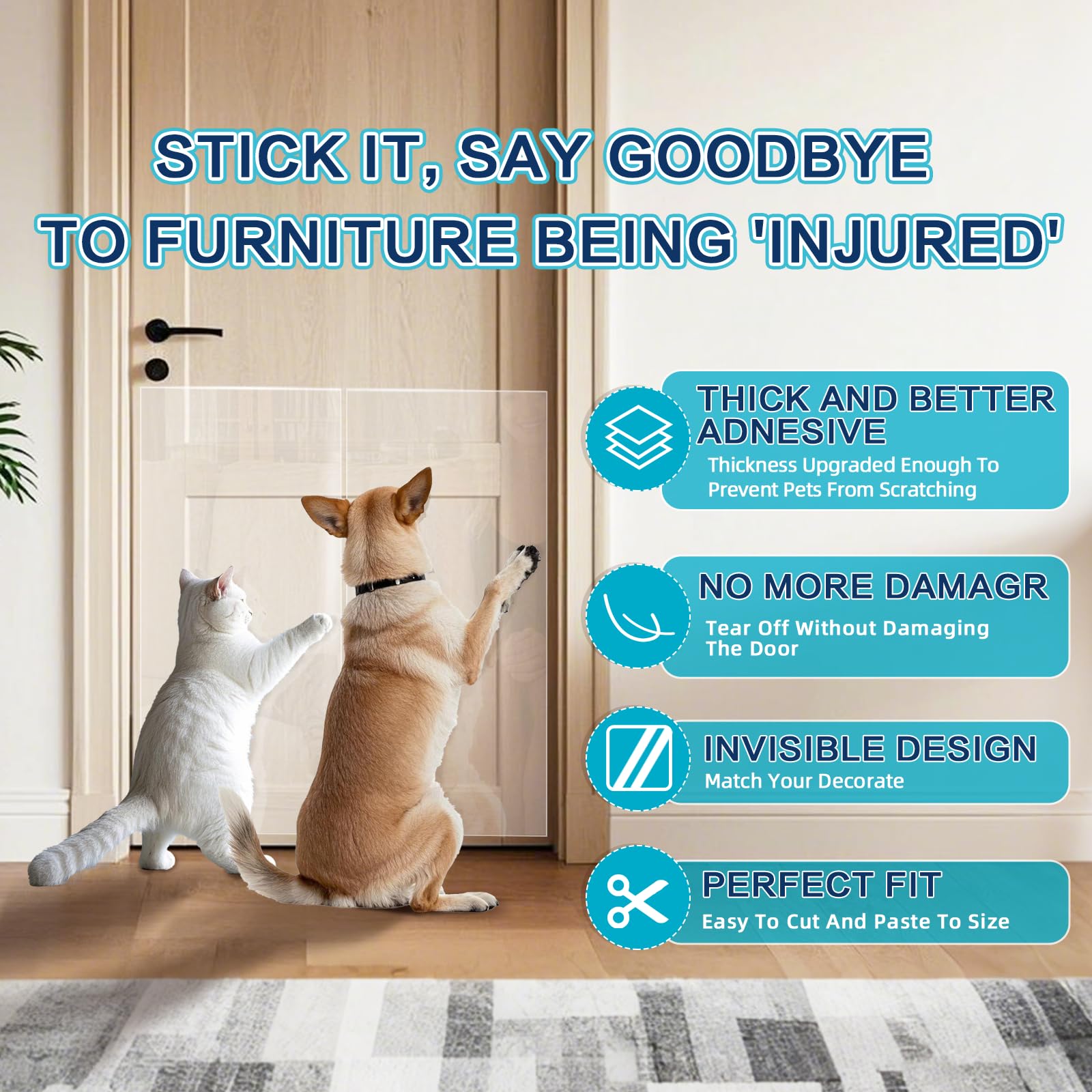 Thicken Vinyl Anti Cat Scratch Furniture Protector,165 X 12.4 Cat Scratch Deterrent For Furniture, Single Side Couch Protector F