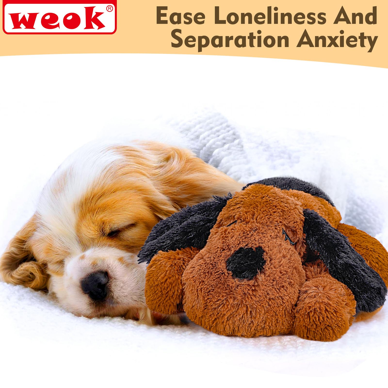 Weok Heartbeat Puppy For Dogs, Heartbeat Helps For Dog Anxiety Relief And Calming Aid, Puppy Heartbeat Stuffed Animal Anxiety Ca