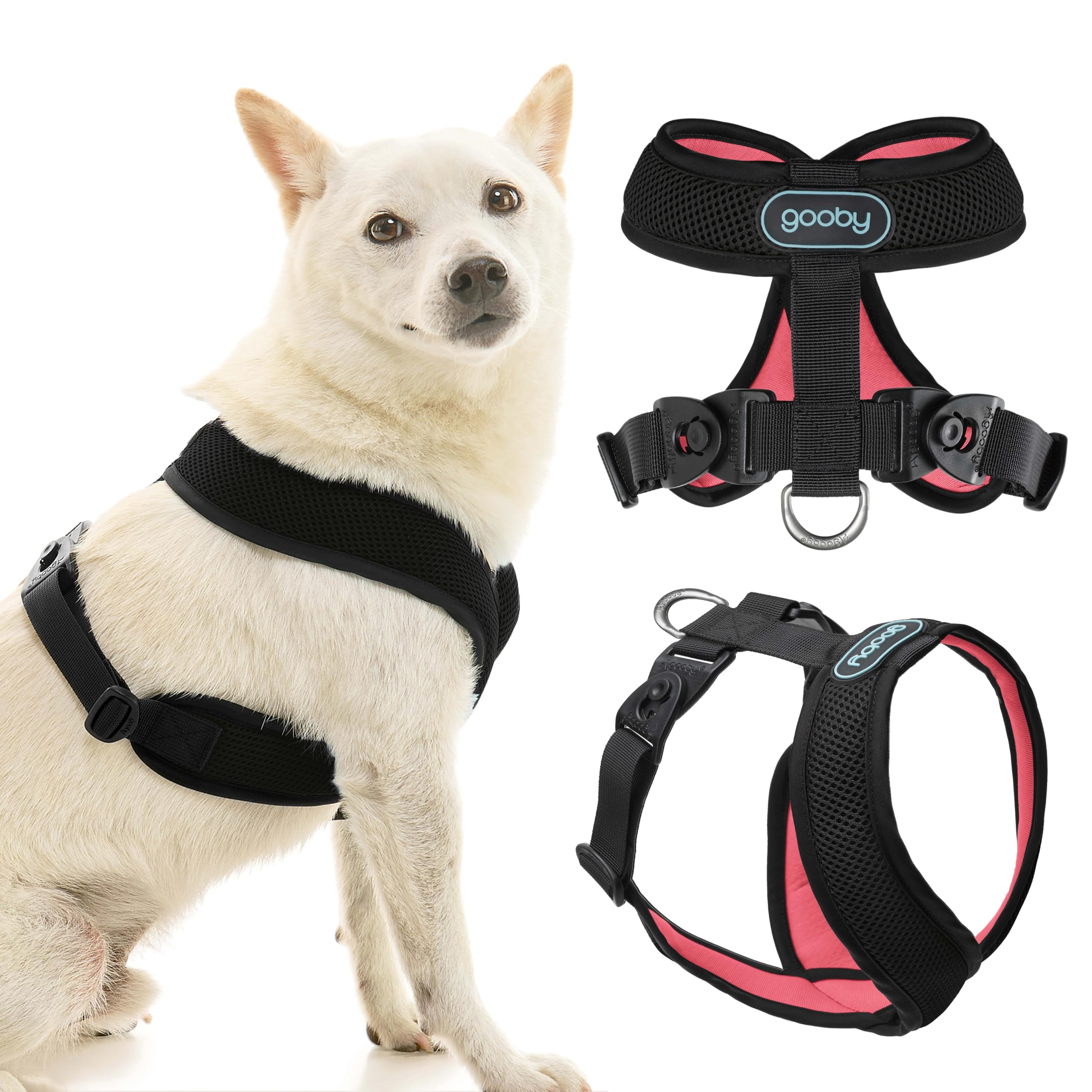 Gooby Comfort X Harness Dual Snap Mesh In Dog Harness - Dark Pink, Small