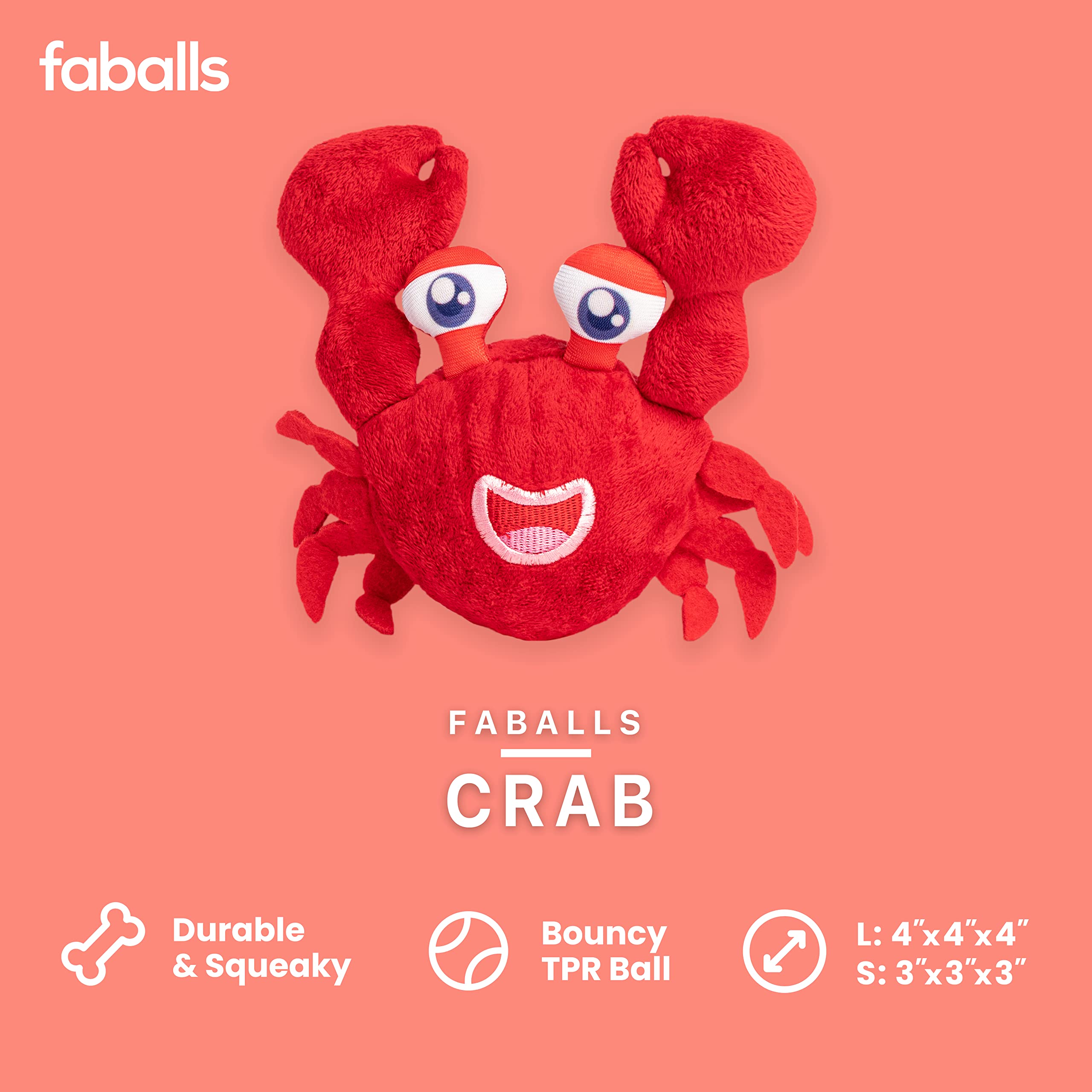 fabdog Crab Squeak Toy Large