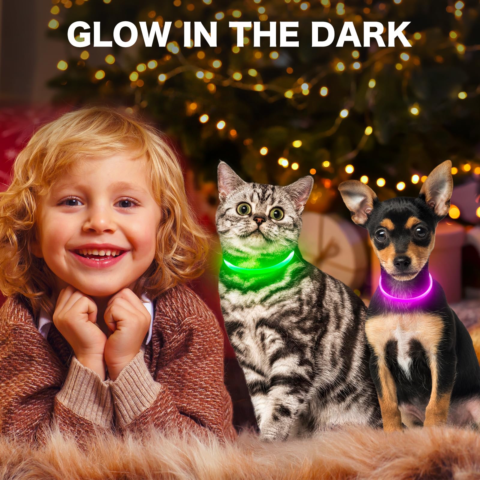 Bseen Light Up Dog Collar, Rechargeable Led Puppy Collar Waterproof Glowing Pet Collar Tpu Cuttable Lighted Dog Collar For Small Medium Large Dogs (Xs- Green(40Cm))