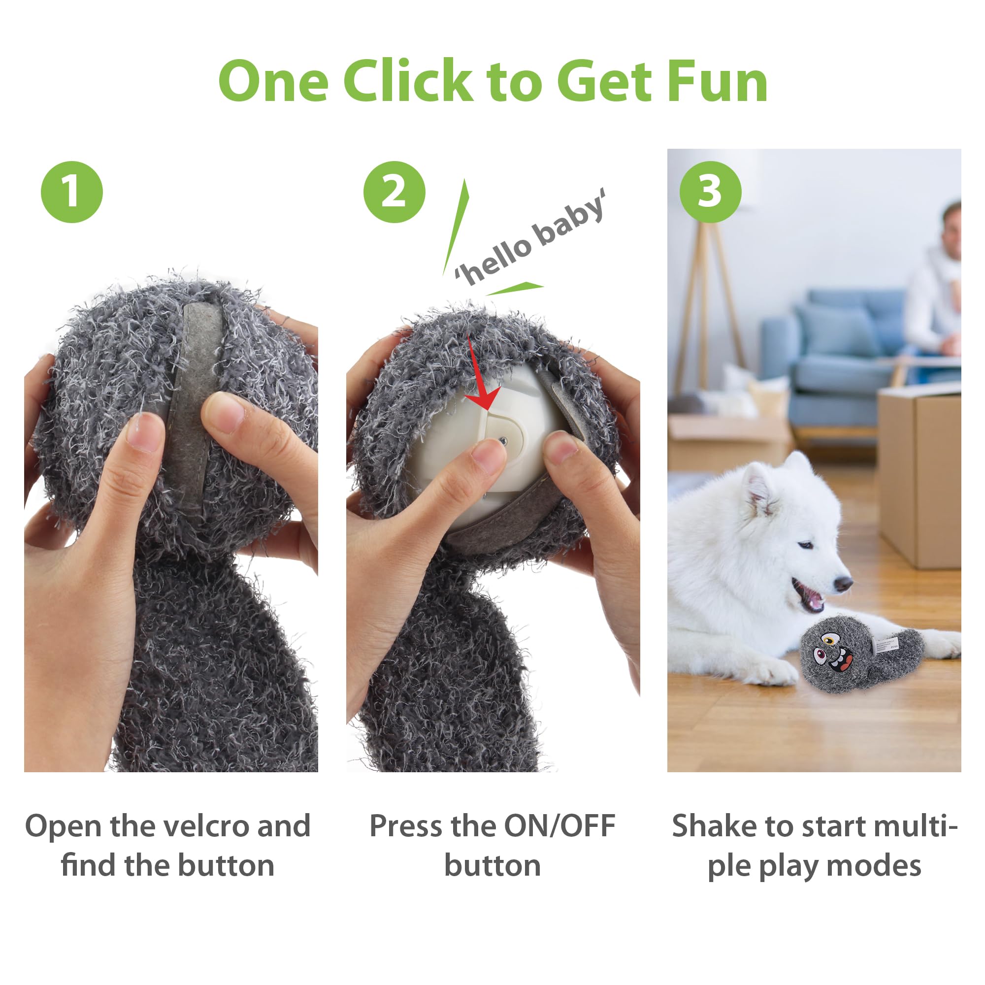 Petgeek Interactive Dog Ball, Squeaky Toys With Music And Recording, Rechargeable Vibrating Dog Ball For Small/Medium/Large Dogs