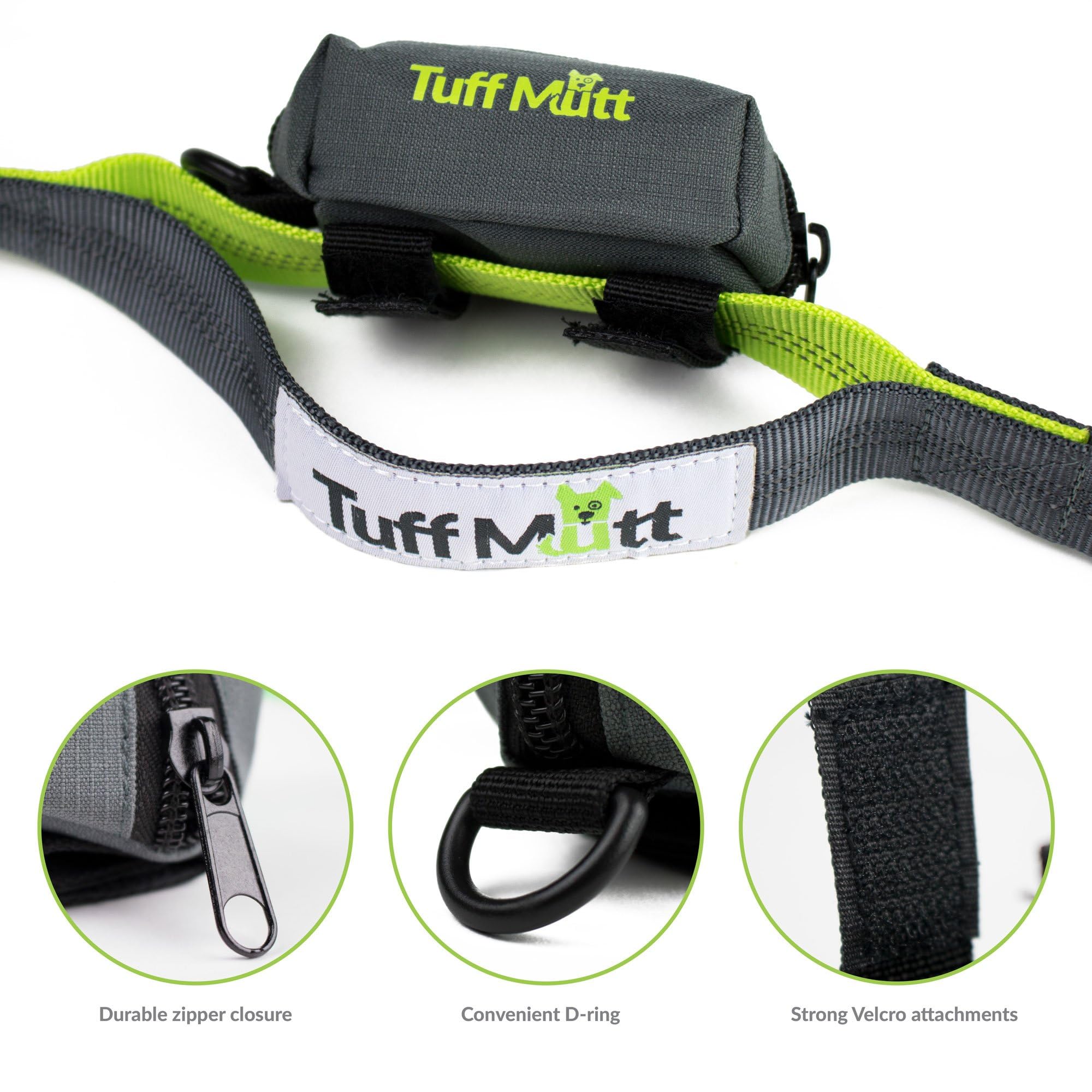 Tuff Mutt Dog Poop Bag Holder for Leash, Accessory For All Leashes, Lightweight Doggie Poop Bag Dispenser Allows For Easy Access