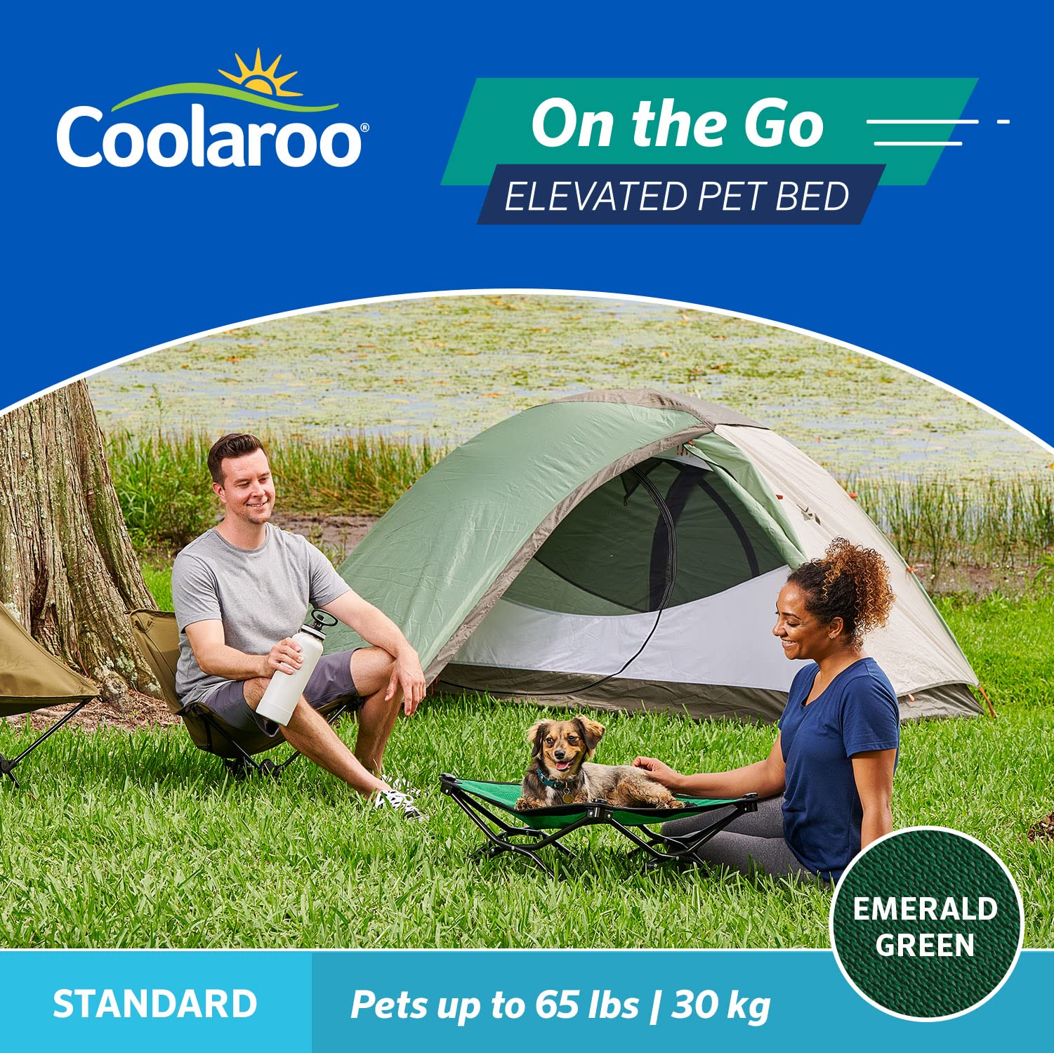 On The Go Pet Bed - Emerald Green - Standard (24'' X 24'')