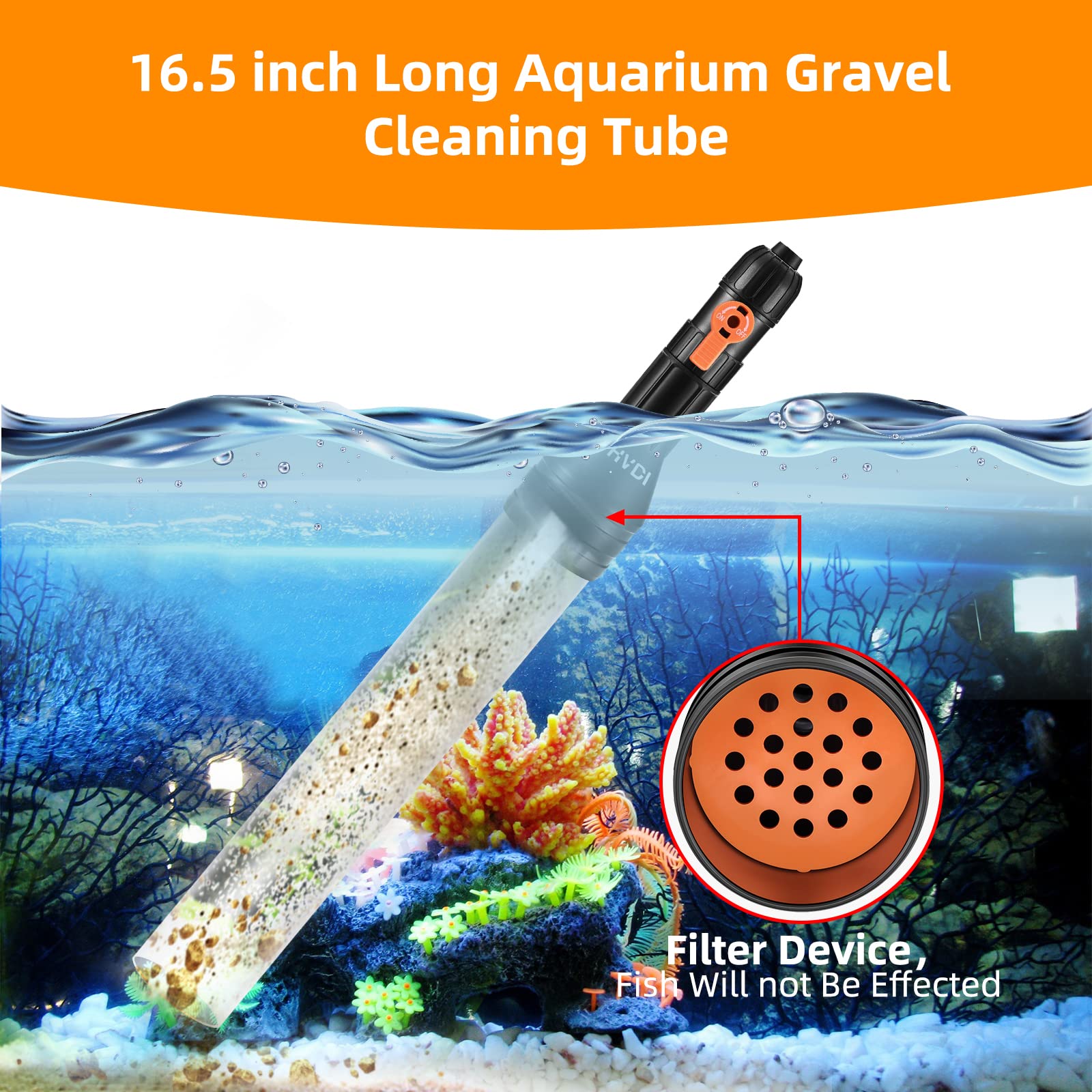 Enomol Gravel Vacuum For Aquarium Water Changer Fish Tank Cleaning Tools,Siphon Universal Quick Pump Aquarium Water Changing (30