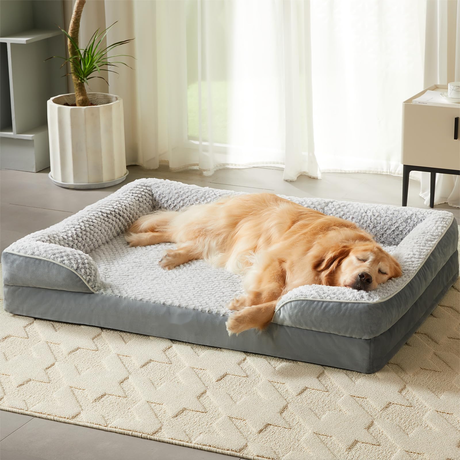 Lextro Orthopedic Dog Bed For Extra Large Dogs, Egg Crate Foam Bed For Extra Large Dogs, Equipped With Removable Waterproof Pill