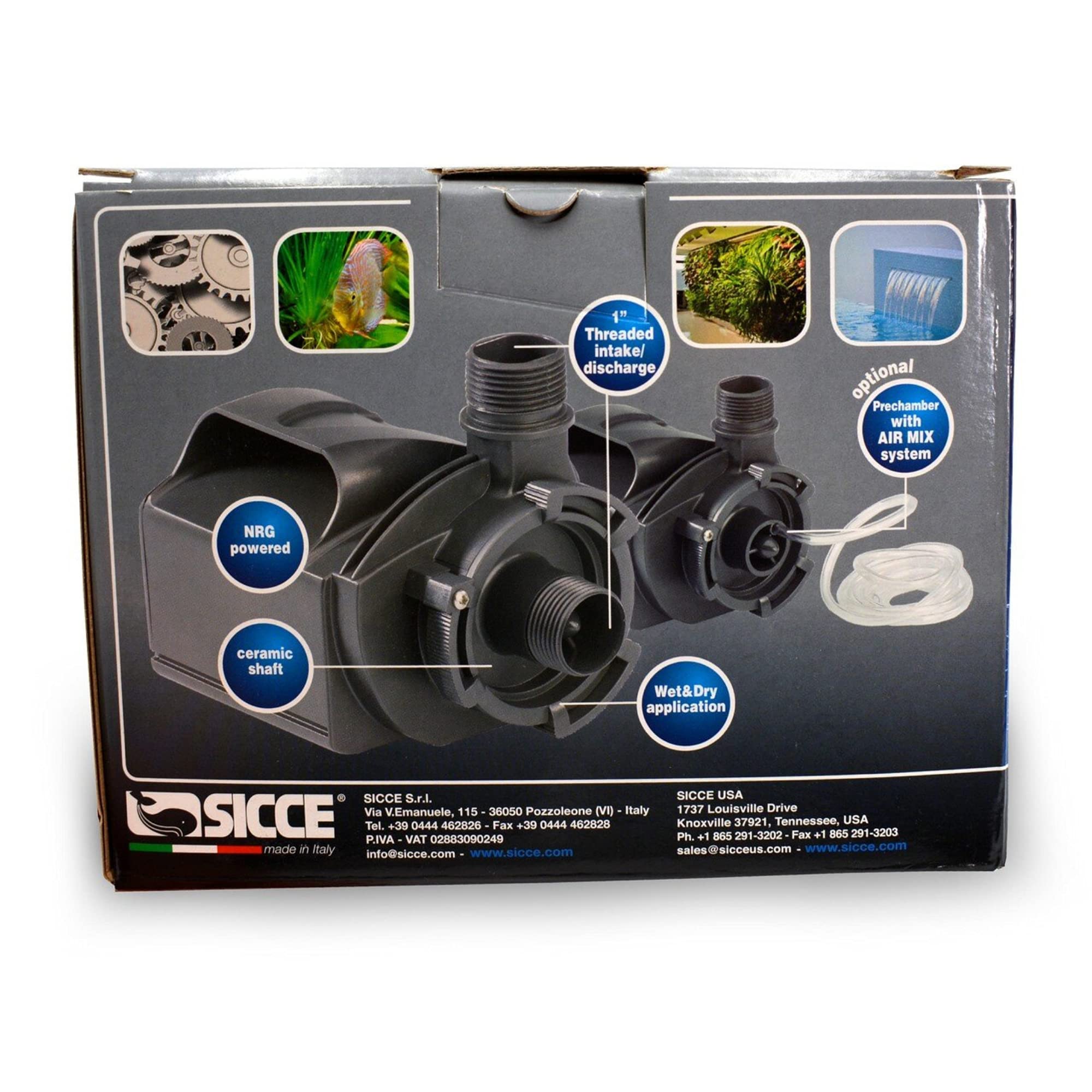 Sicce Multi 5800 Multifunction Aquarium Pump, 1500 Gph, Designed For Submerged And In-Line Use