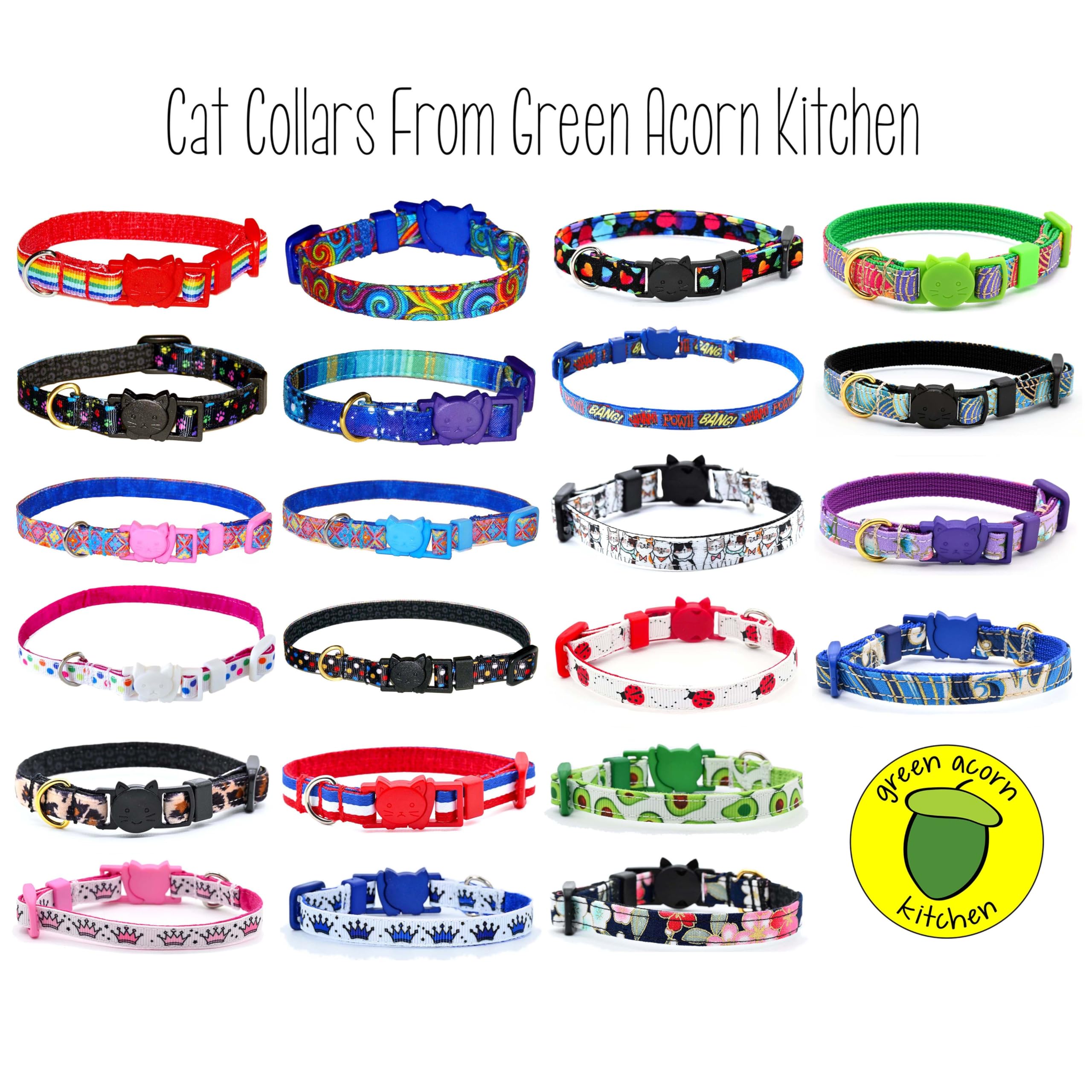 Galaxy Cat Collar - Outer Space Cosmos Of Blue And Purple - 100% Cotton - 3/8 Inch Wide - 2 Sizes - Breakaway Safety Buckle- Han