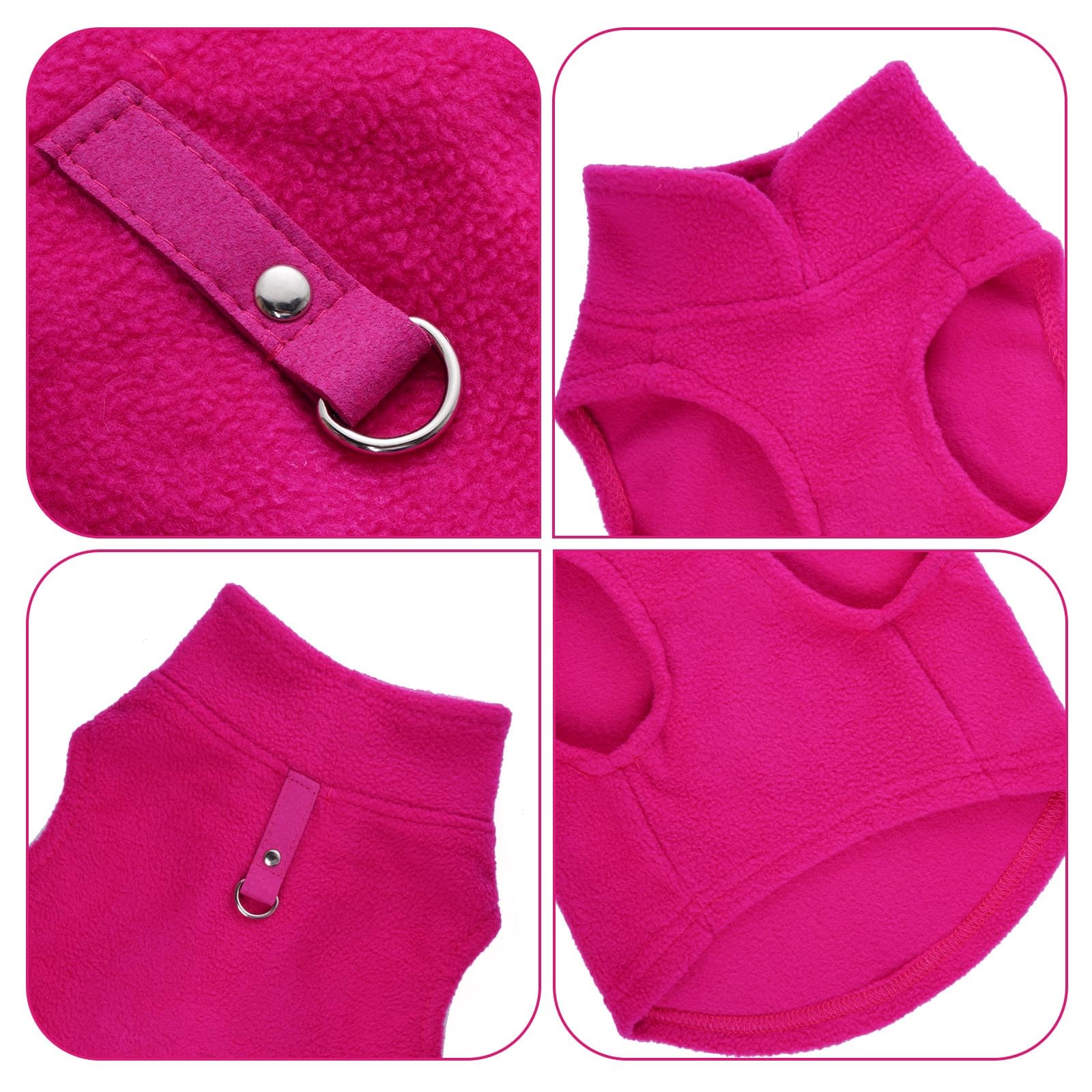 Rbenxia Rose Red Dog Sweater With Leash Ring Soft Fleece Vest Pullover Warm Jacket Pet Clothes Winter Dog Outfits For Small Pupp
