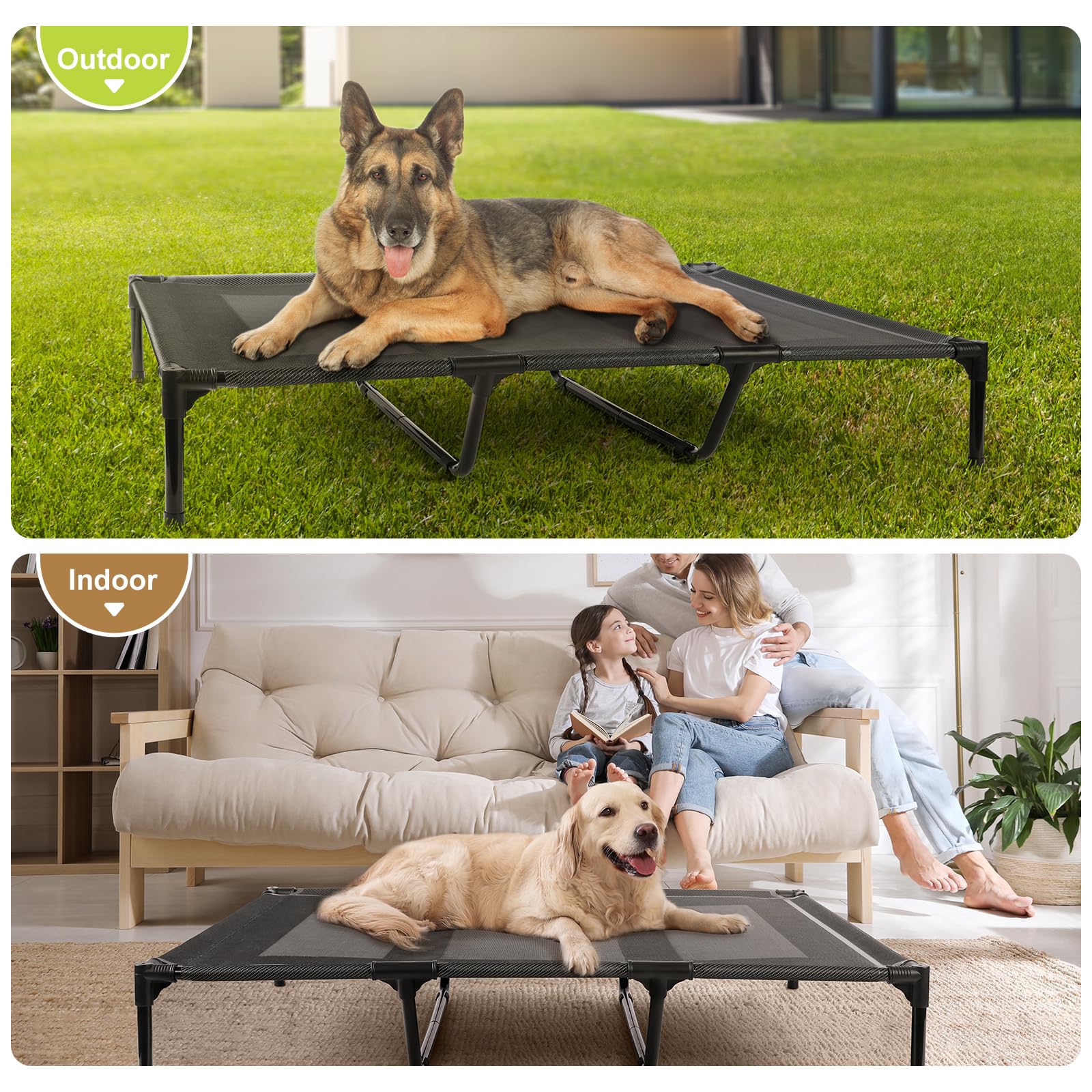 Petizer 48' Elevated Dog Bed For Extra Large Dogs, Outdoor Dog Cot Waterproof, Xxl Dog Bed With Supporting Bars - Up To 200 Lbs