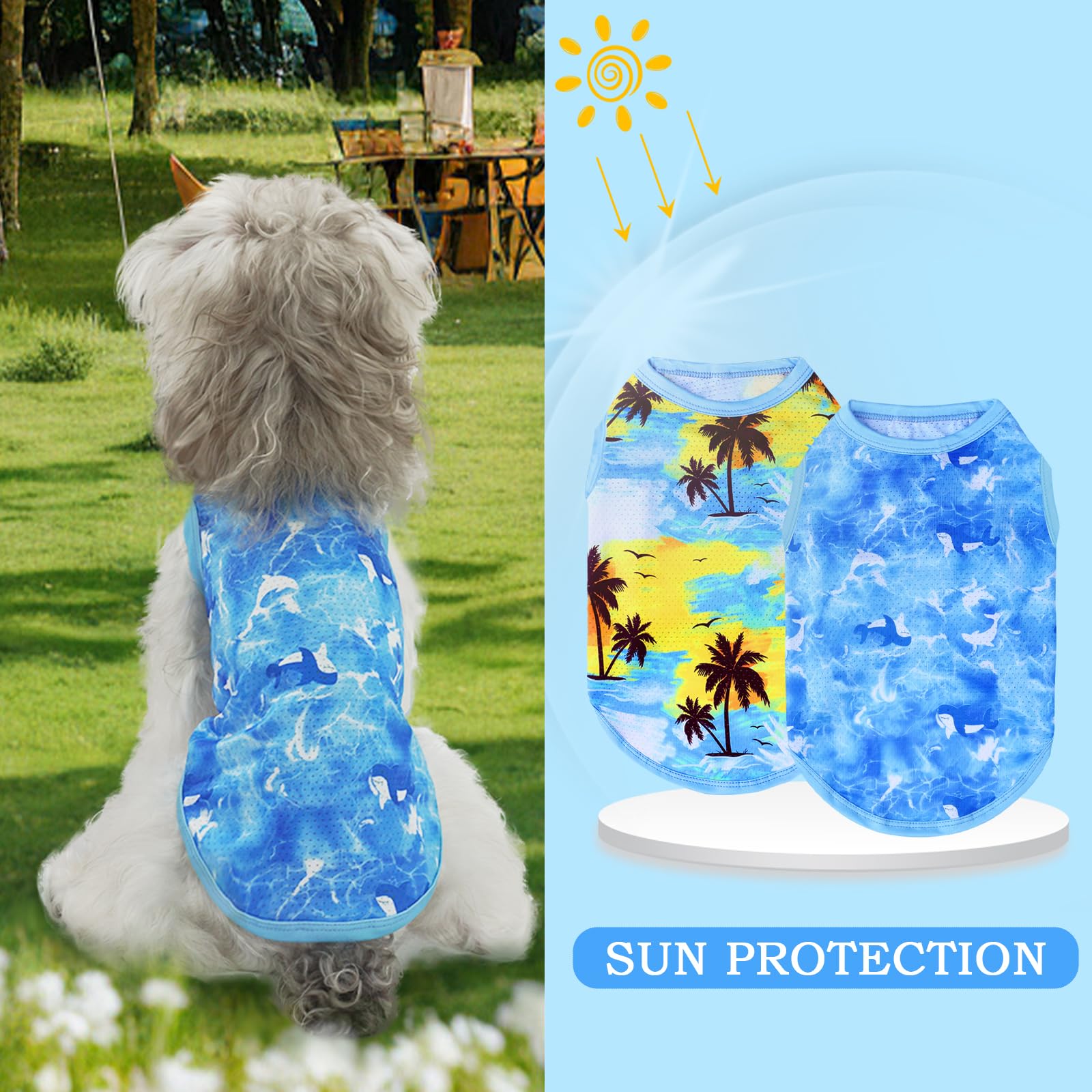 Xpudac 4 Pack Dog Shirts Cooling Quick Dry Summer Dog Clothes For Small Dogs Boy Girl Lightweight Breathable Dog Cooling Vest -M
