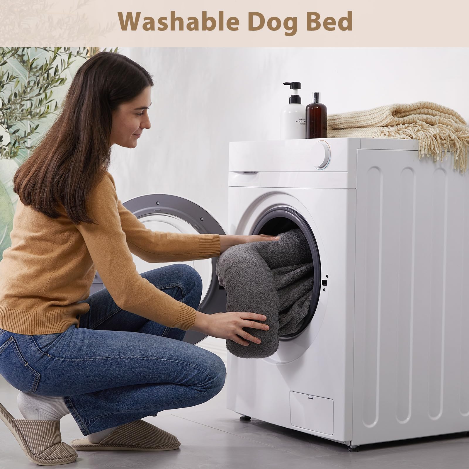 Rrpethome Washable Dog Beds Large Sized Dog Couch, Extra Large Orthopedic Dogs Beds With Removable Cover, Waterproof Pet Bed Wit
