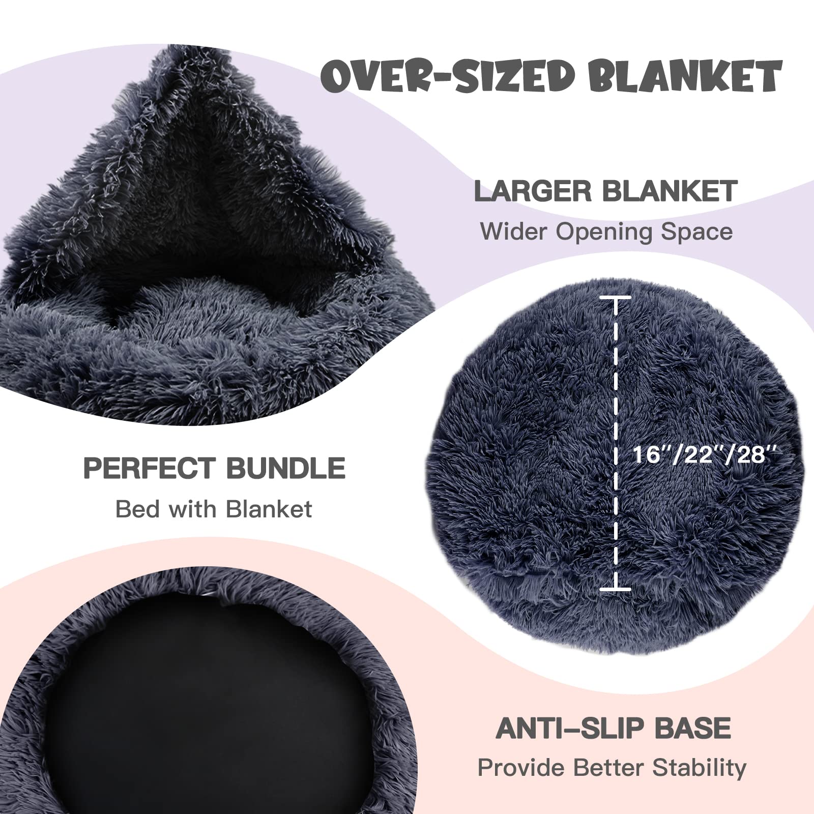 Himax Dog Beds for Small Dogs, Donut Dog Bed with Blanket Attached, Calming Dog Bed Washable (20/26/35)