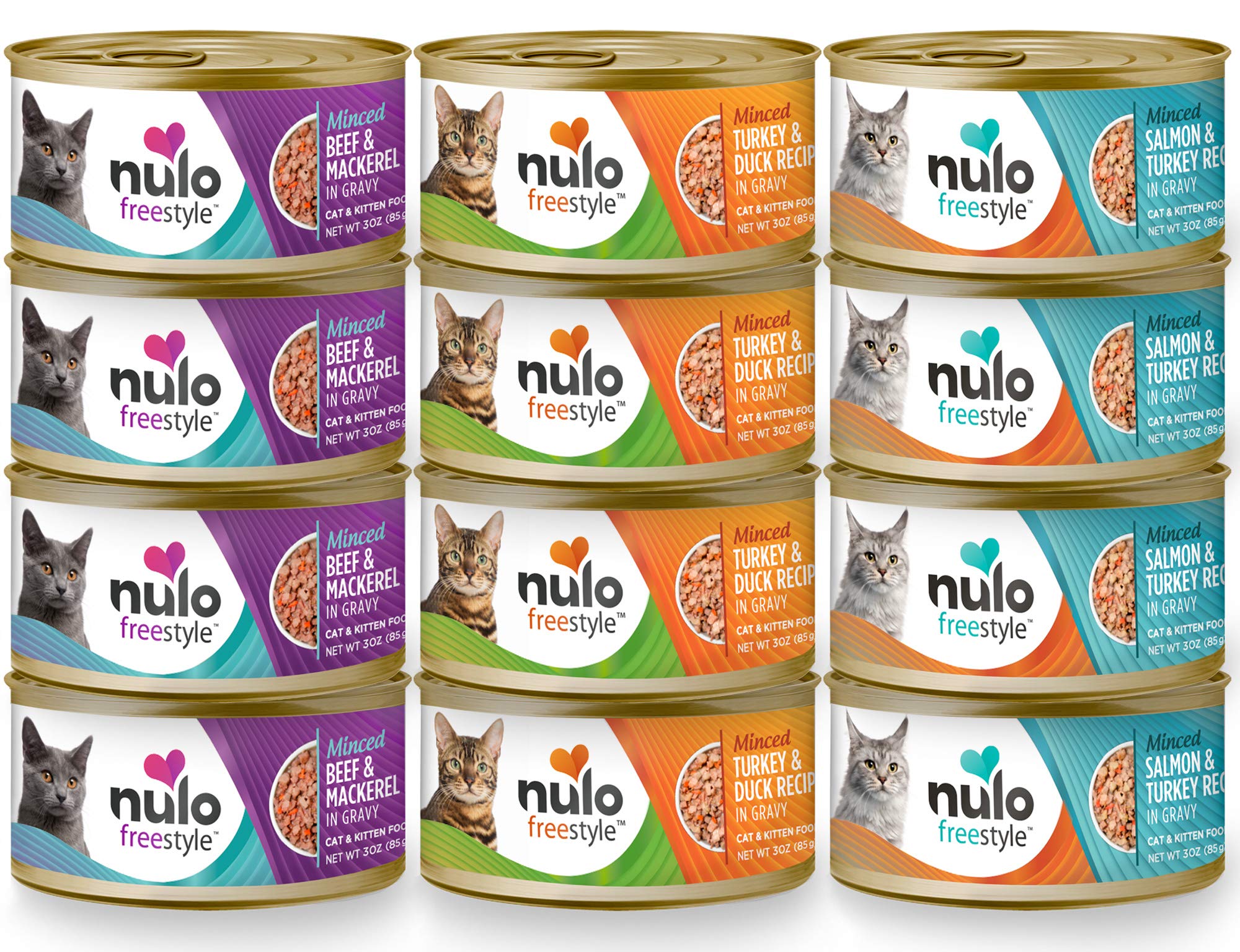 Nulo Freestyle Cat and Kitten Minced Wet Canned Food, Premium All Natural Grain-Free Shredded Wet Cat Food, Protein-Rich with Om