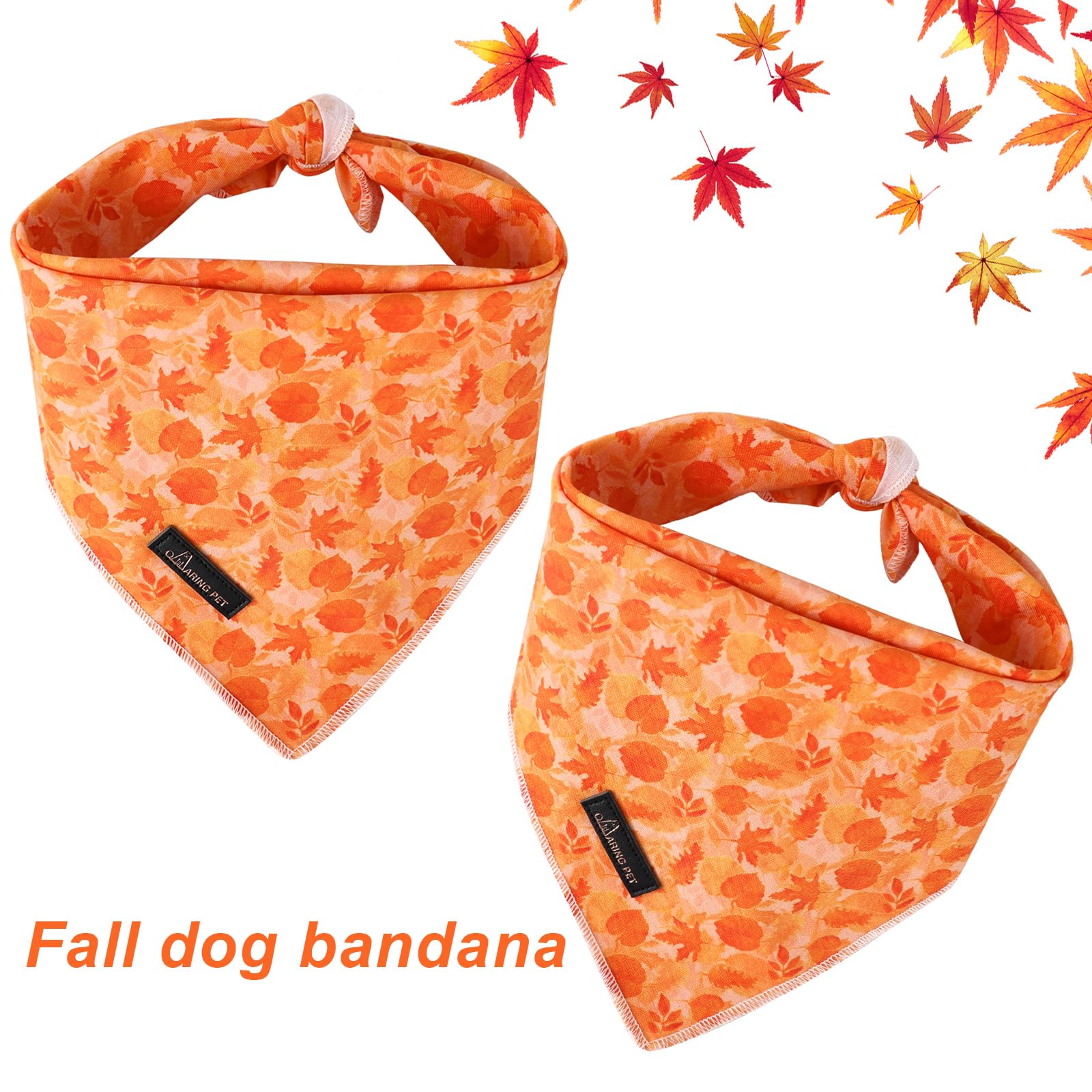 Aring Pet Cute Fall Leaves Dog Bandanas, Soft Comfortable Yellow Triangle Bibs For Small To Large Male And Female Dogs And Cats