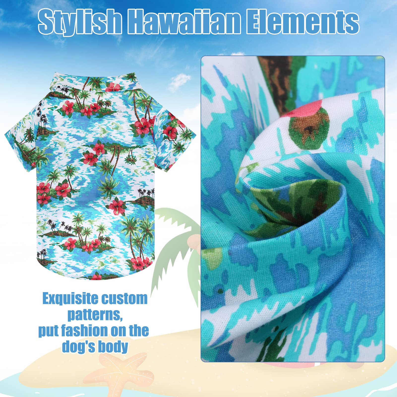 Expawlorer Dog Hawaiian Shirt - Dog Summer Clothes, Breathable Dog Polo T-Shirts With Floral And Sea Island Pattern,Puppy Outfit