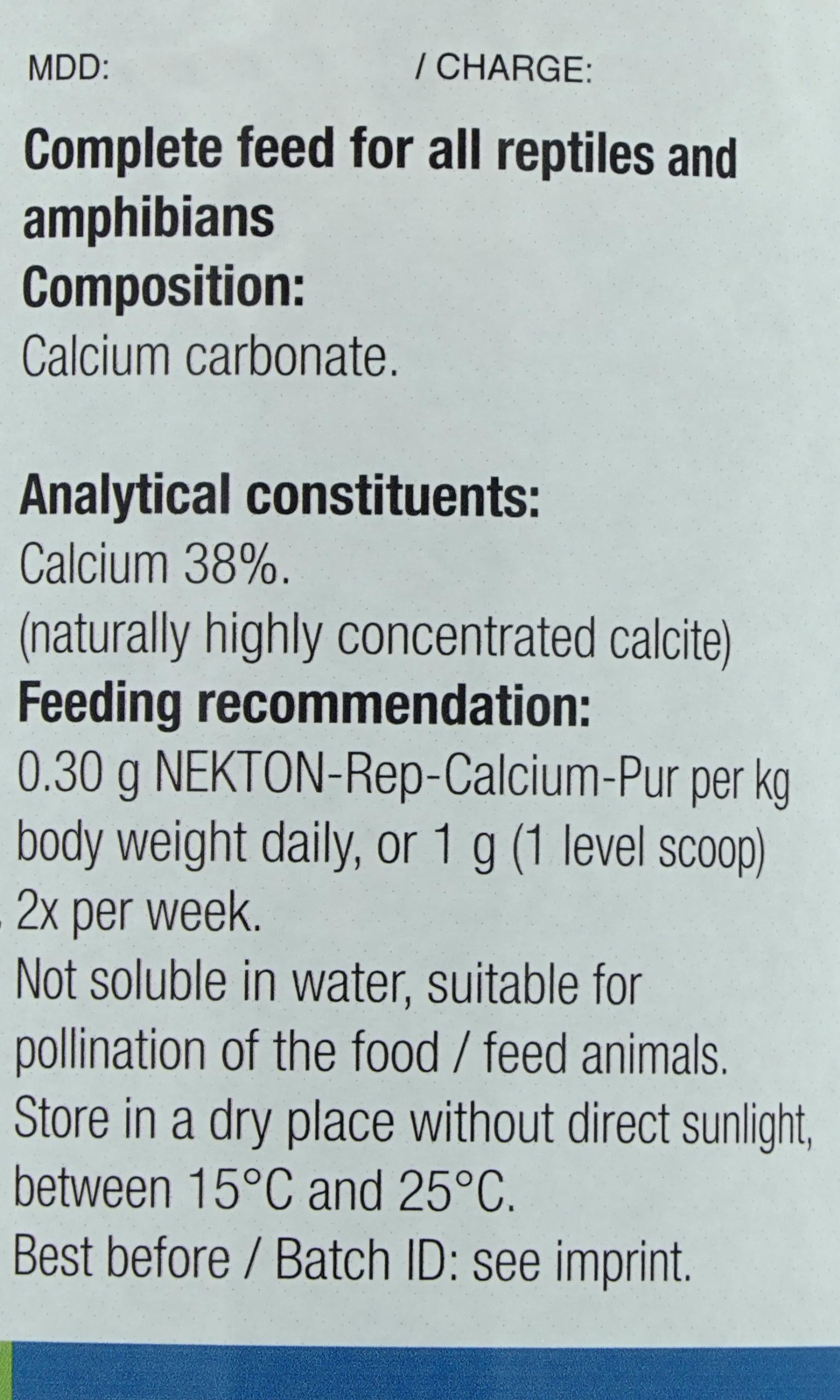 Nekton-Rep Calcium-Pur Pure Calcium Supplement for Reptiles & Amphibians, 35g (1.24oz), White, Model 228035