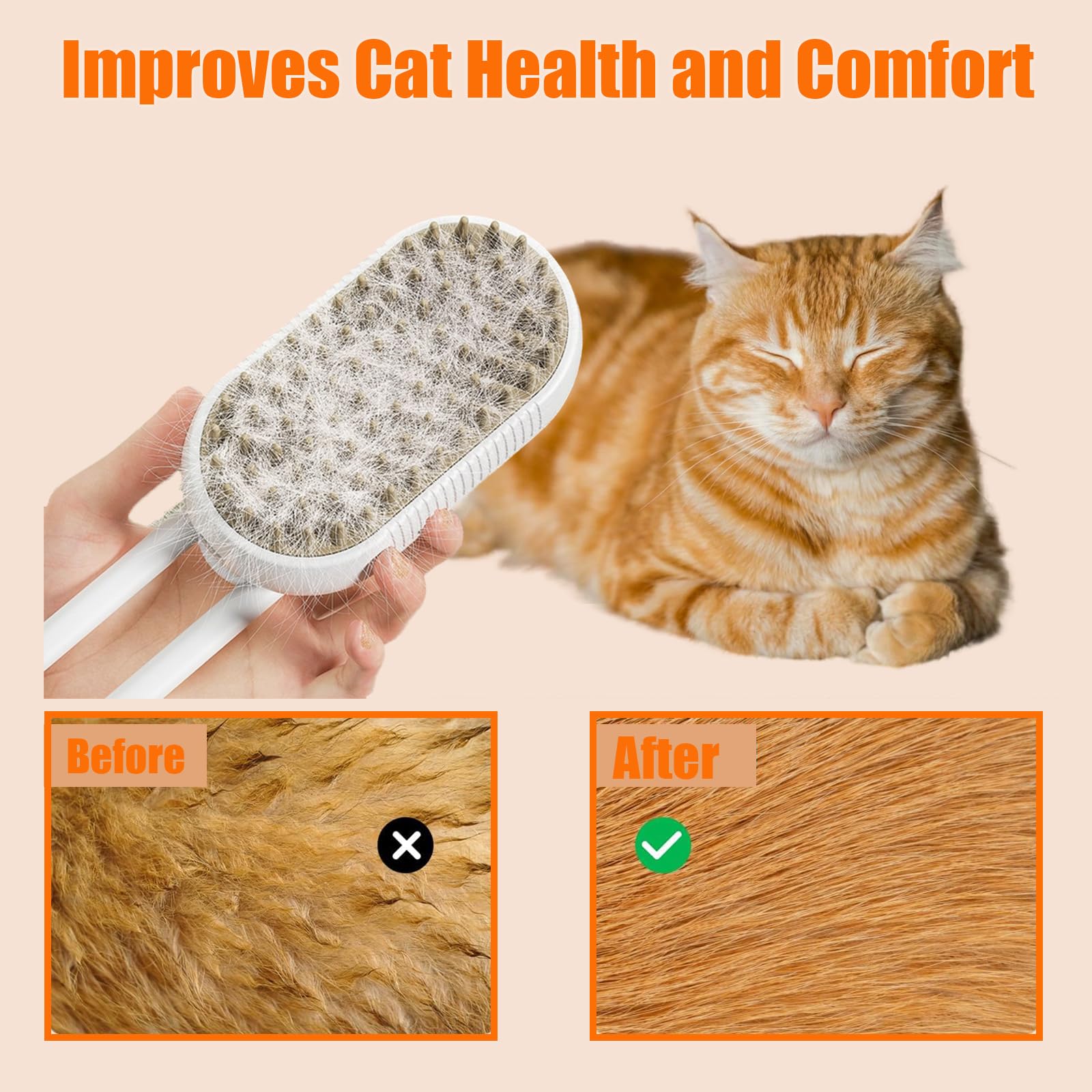 Cat Steam Brush For Shedding, 4 In 1 Rechargeable Steam Brush For Cats And Dogs, Spritz Defur Comb For Cats, Anti-Static, Massag