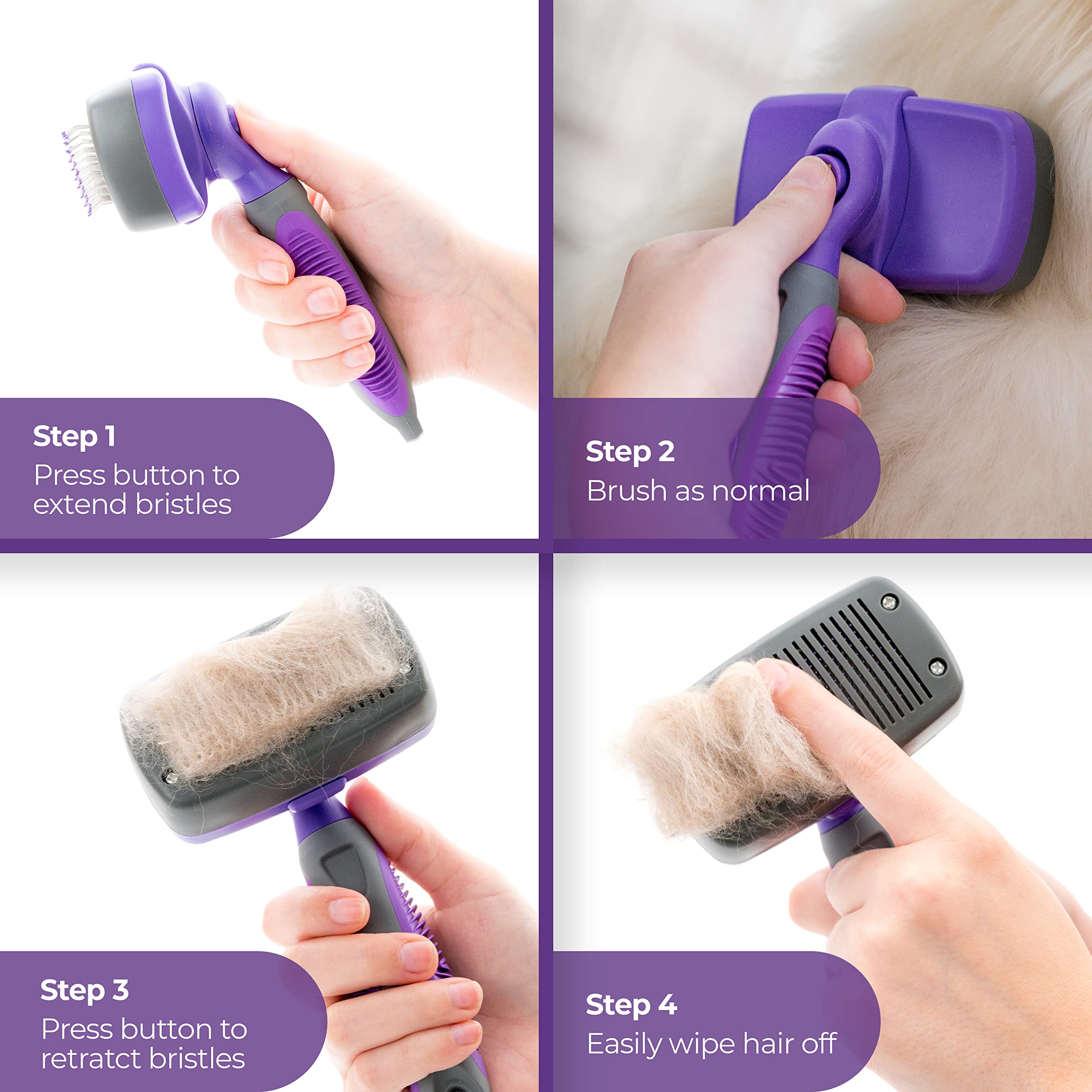 Hertzko Dog & Cat Brush, Dog Brush For Shedding, Cat & Dog Grooming, Self Cleaning Slicker Brush For Pets, Grooming Brushes For