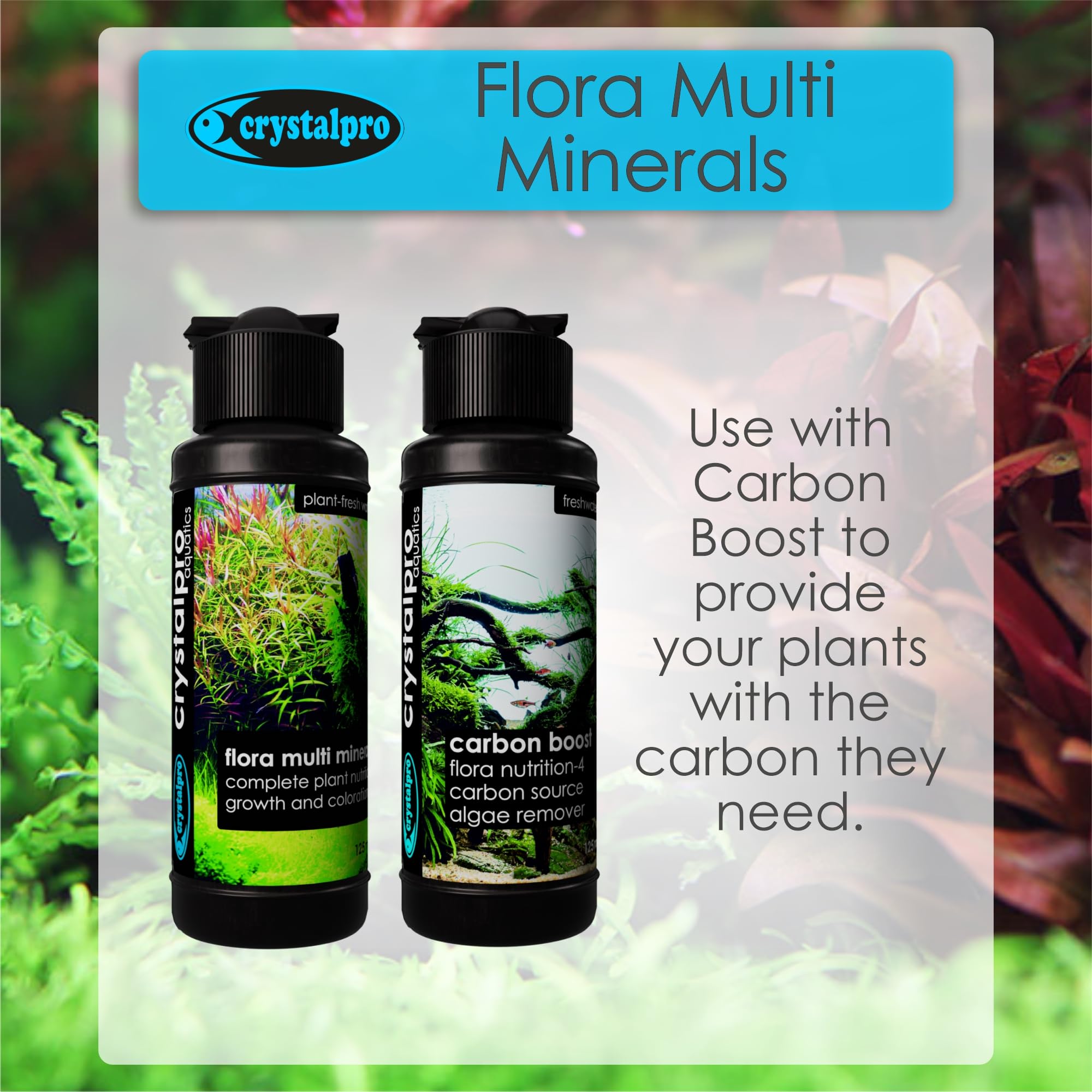 CrystalPro Flora Multi Minerals Aquarium Fertilizer - All-in-One Plant Food for Healthy Growth - 16.9 Fl Oz