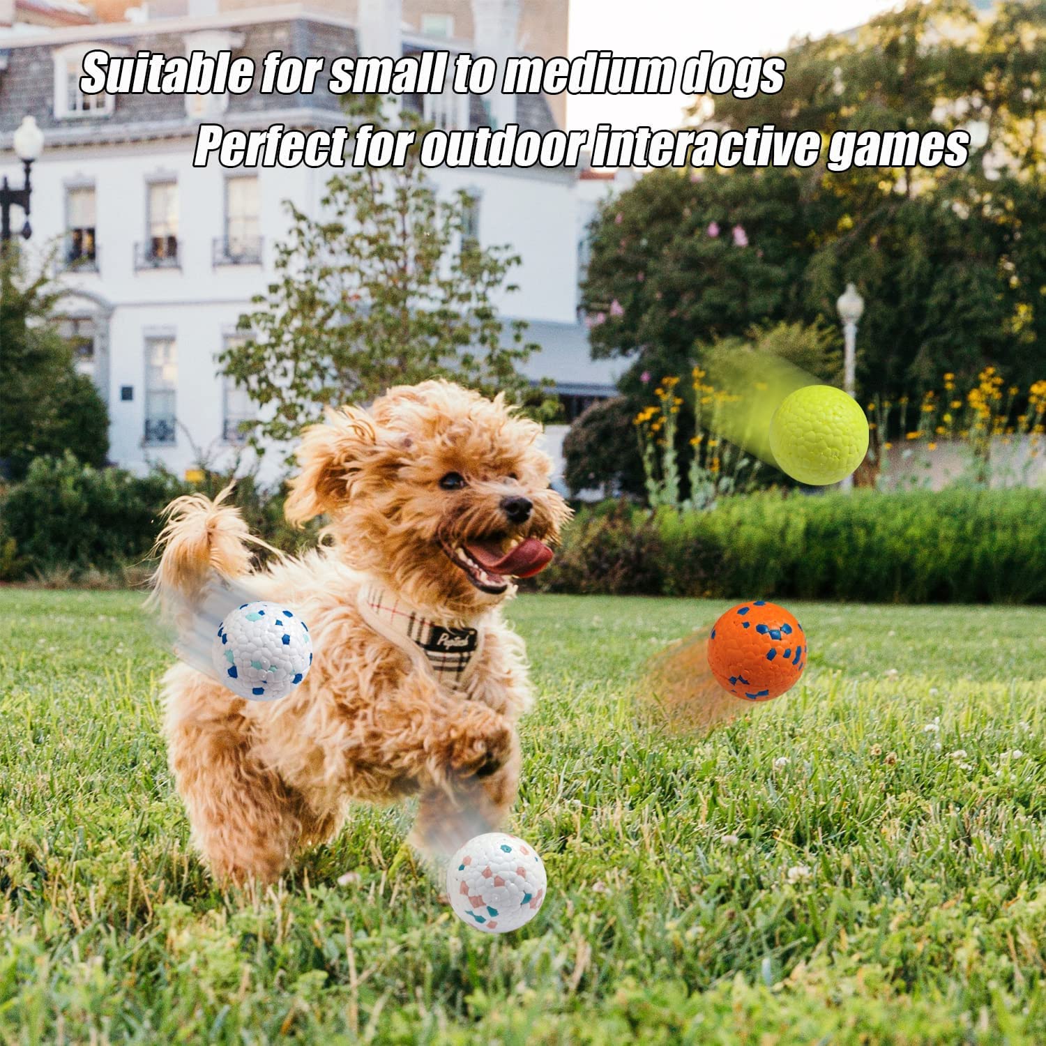 Dog Toy Balls, Dog Chew Ball Rubber Teeth Clean Non-Toxic Bite Resistant Toy, Interactive Toy IQ Puzzle for Small Medium Dogs (S