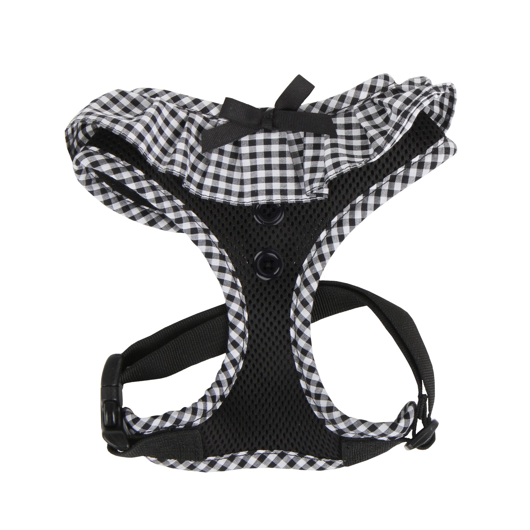 Puppia Vivien Dog Harness Over-The-Head All Season Cute No Pull No Choke Walking Training Adjustable For Small Dog, Black, Medium